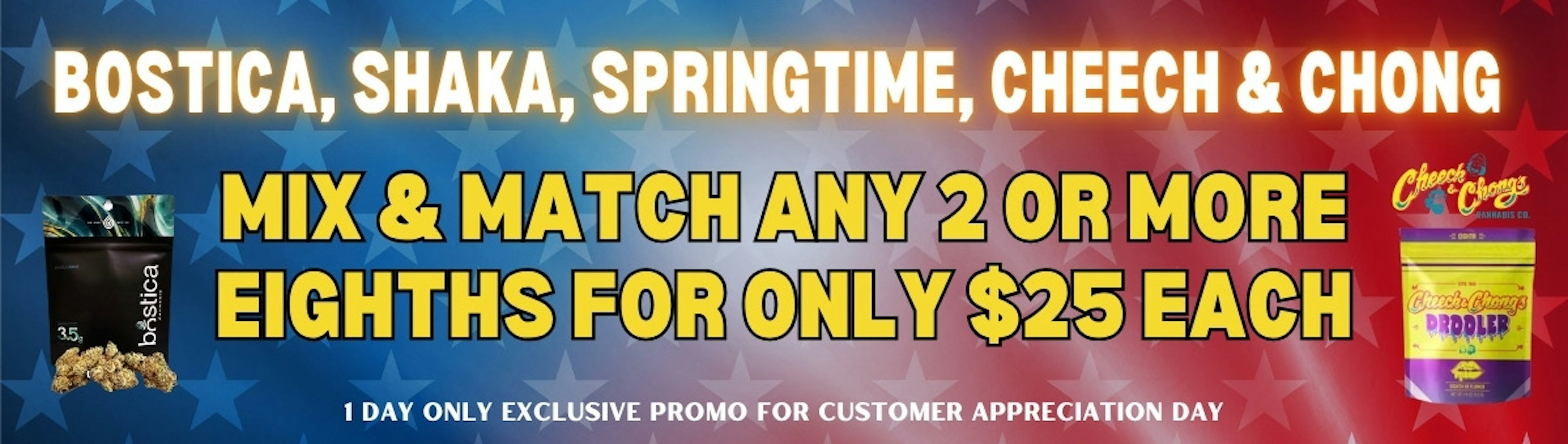 8ths 2 or more $25