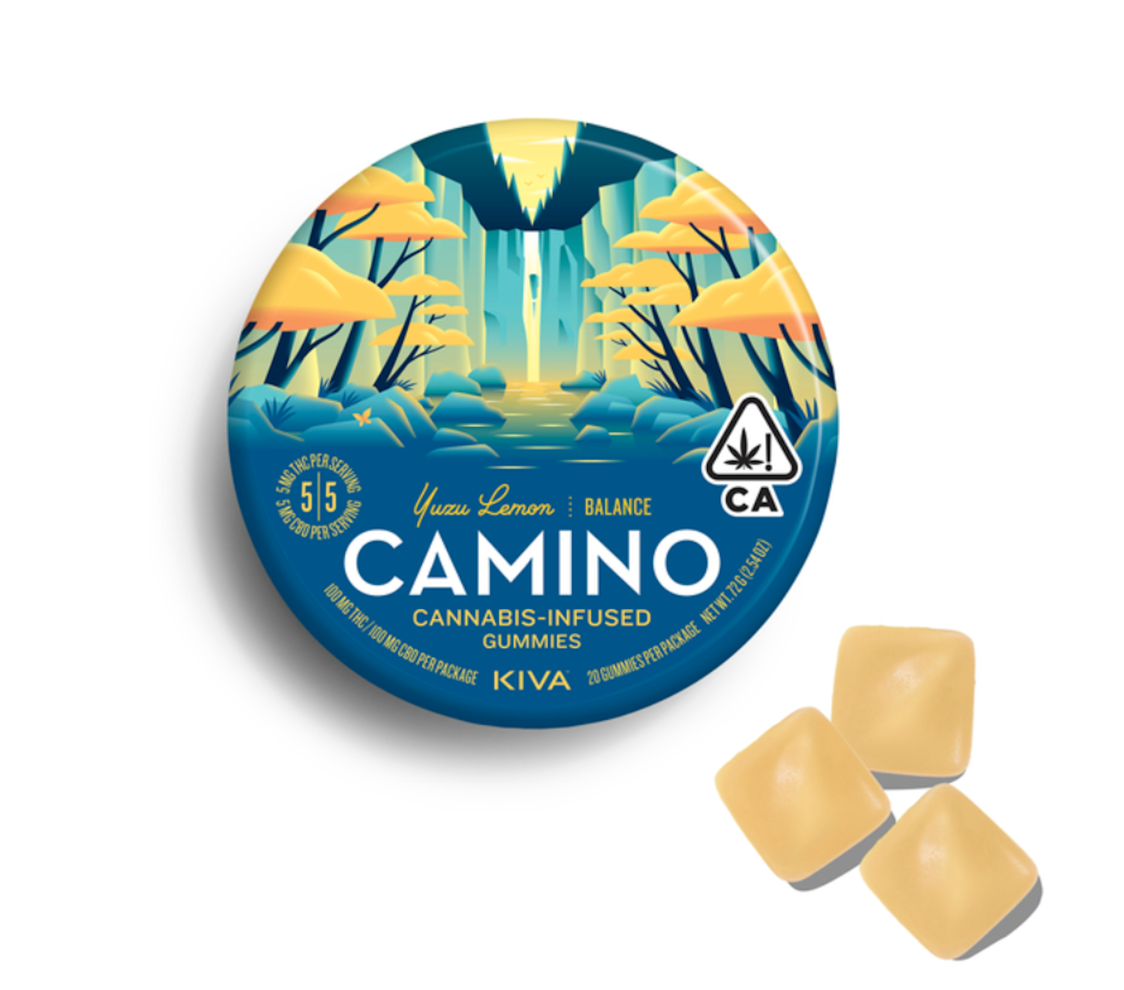 Camino Yuzu Lemon (1:1 CBD:THC) | Kiva | 5mg 20pk Gummies - 100mg