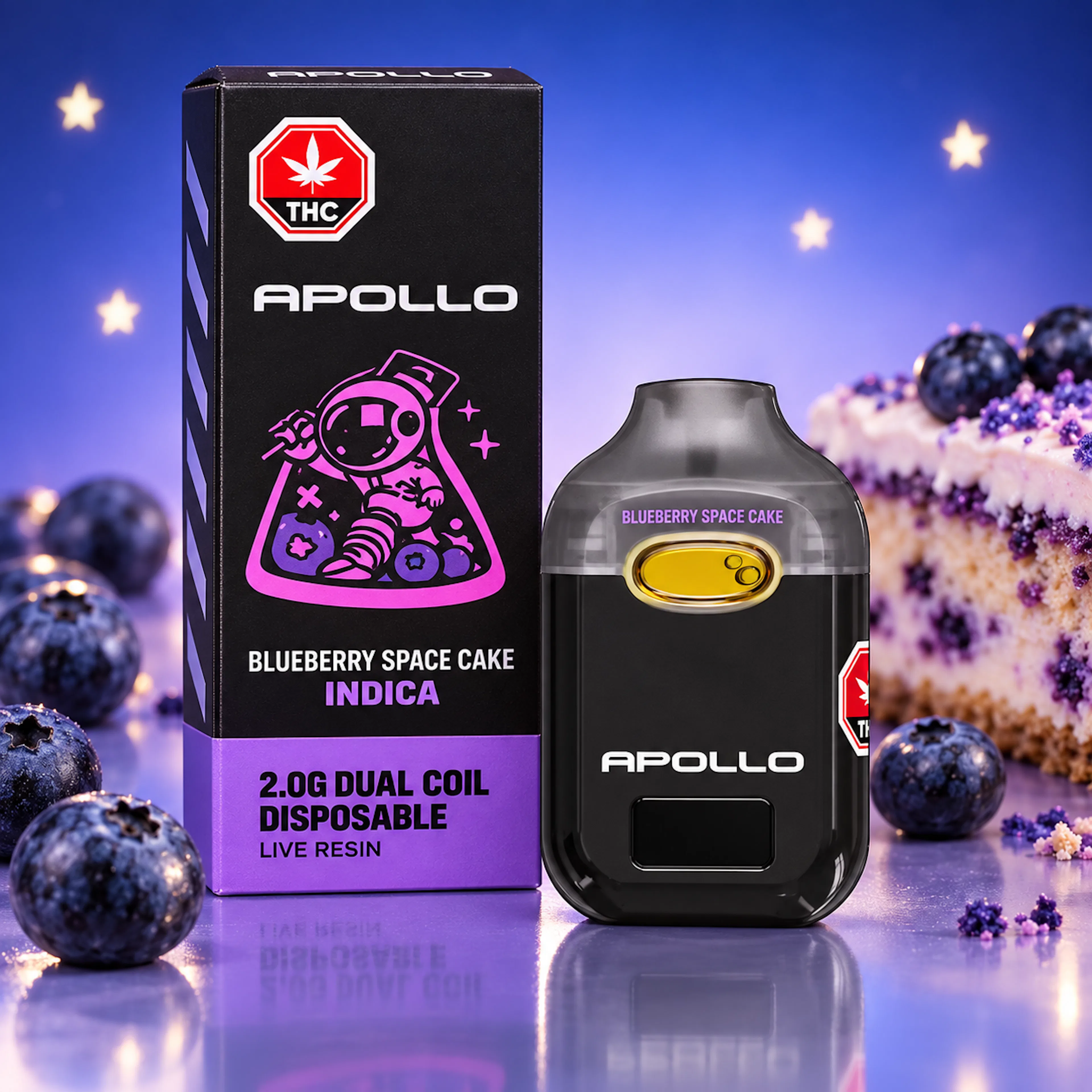 Blueberry Space Cake (I) | Apollo | 2g Live Resin Disposable Cartridge image (1/2)