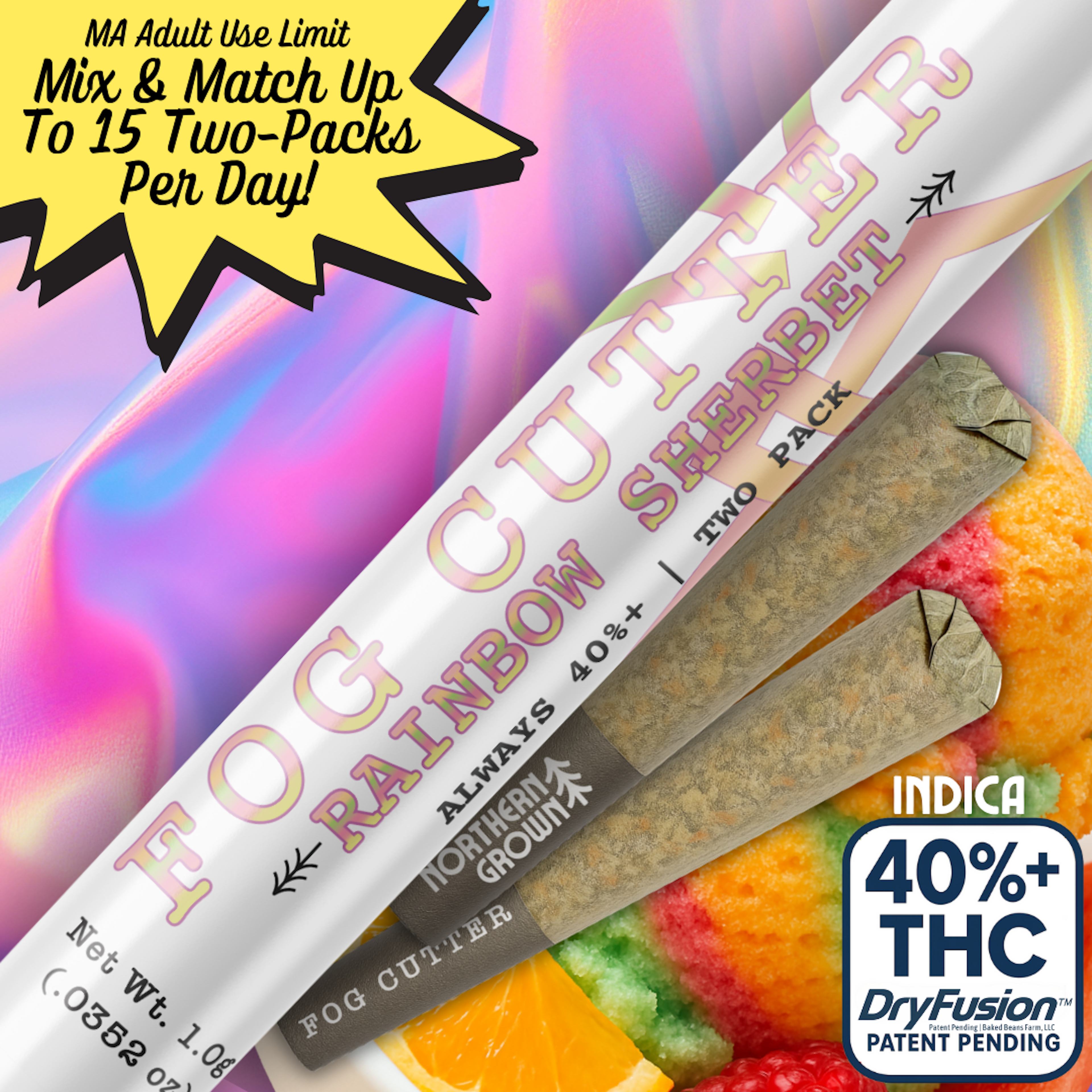 Rainbow Sherbet (I) | Fog Cutter | 0.5g 2pk Infused Pre-Rolls