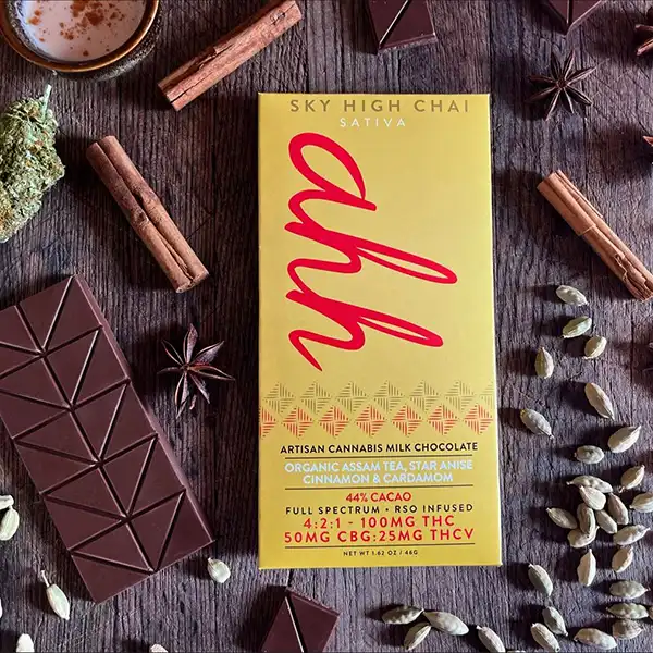 Sky High Chai Milk Chocolate 1:2:4 THC-V:CBG:THC(S) | Ahh Moments | 25 mg THCV: 50 mg CBG: 100 mg THC