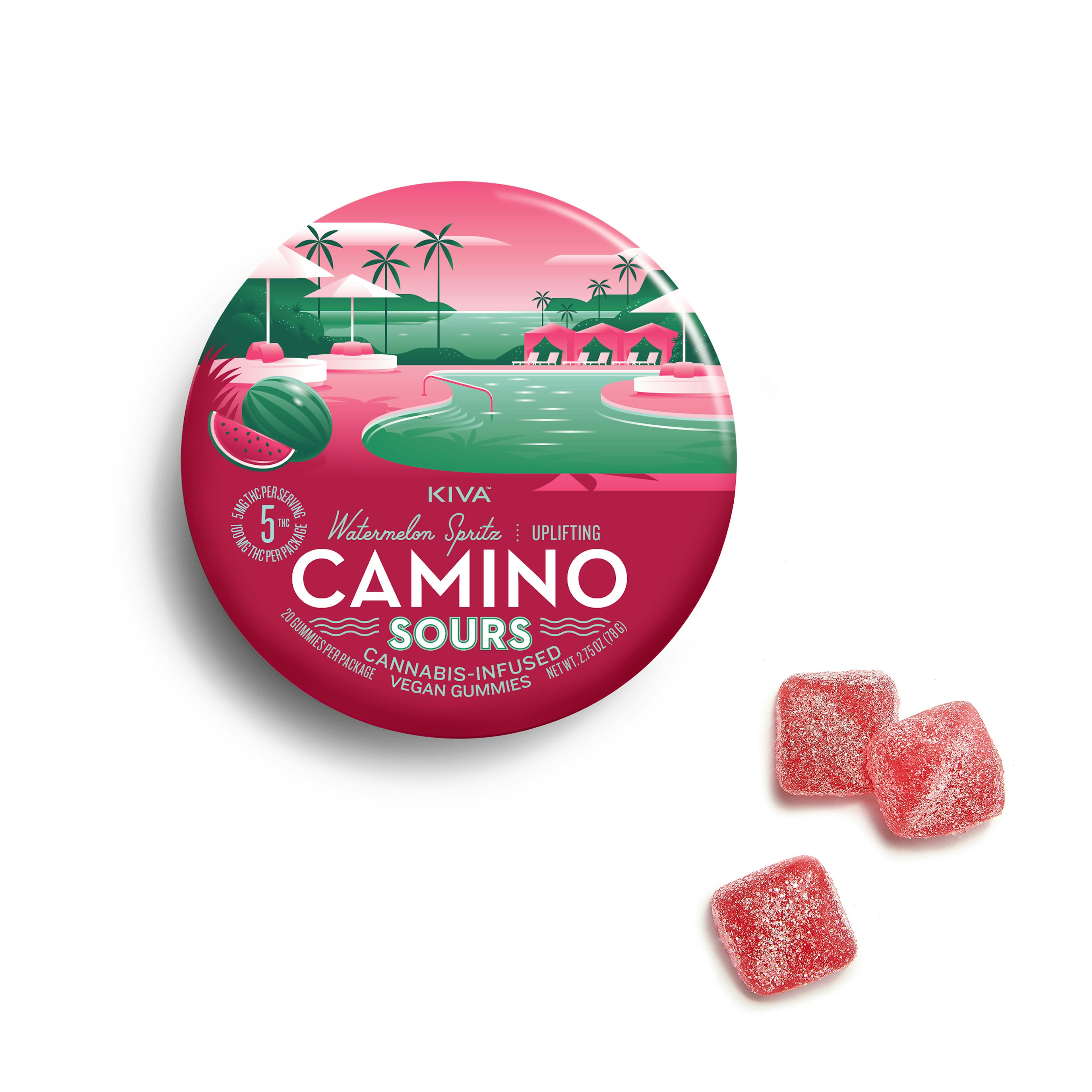 Camino Sours Watermelon Spritz (H) | Kiva | 5mg 20pk Gummies - 101.08mg