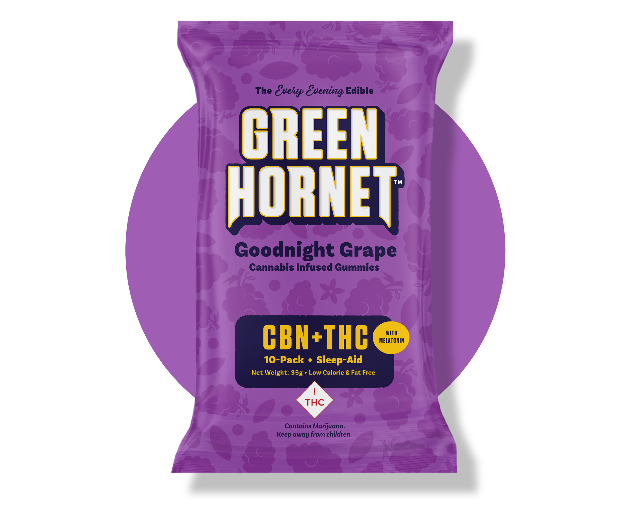 Goodnight Grape CBN + THC | Green Hornet | 50mg 10pk Gummies