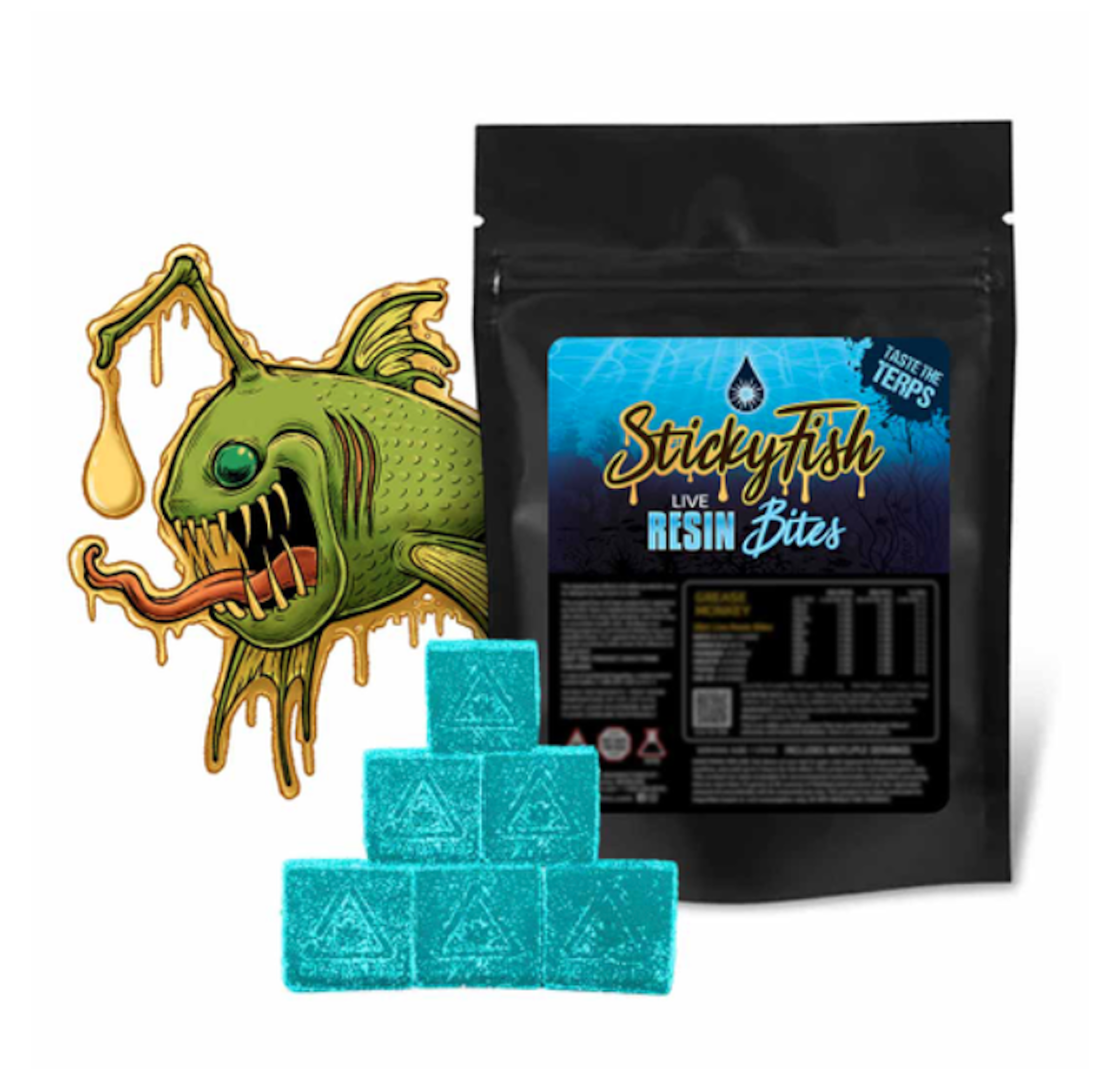 No Flavor | Sticky Fish Live Resin Bites | Gummies | 100 MG - 100mg