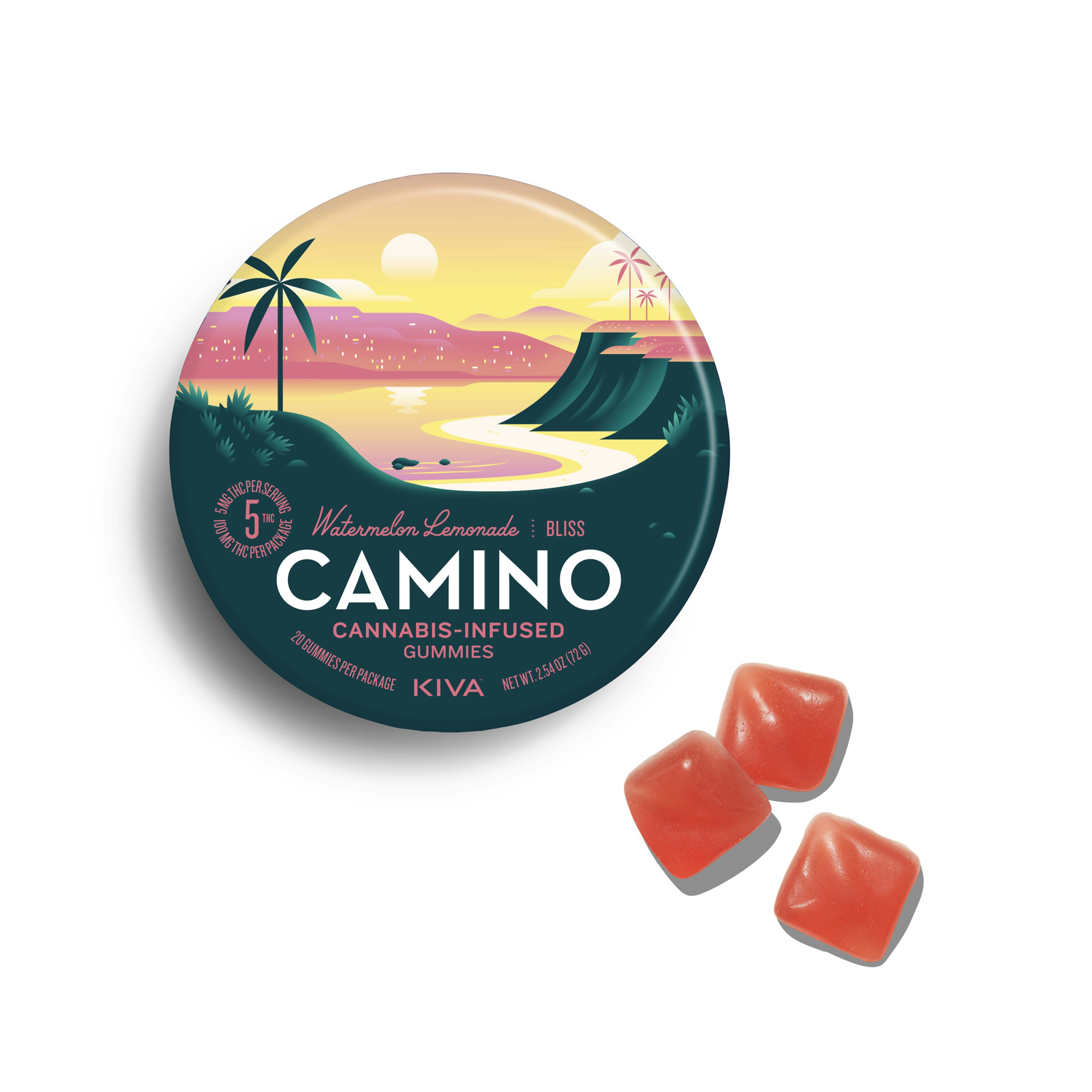 Camino Watermelon Lemonade Gummies (H) | KIVA | 5mg 20pk Gummies - 103.68mg