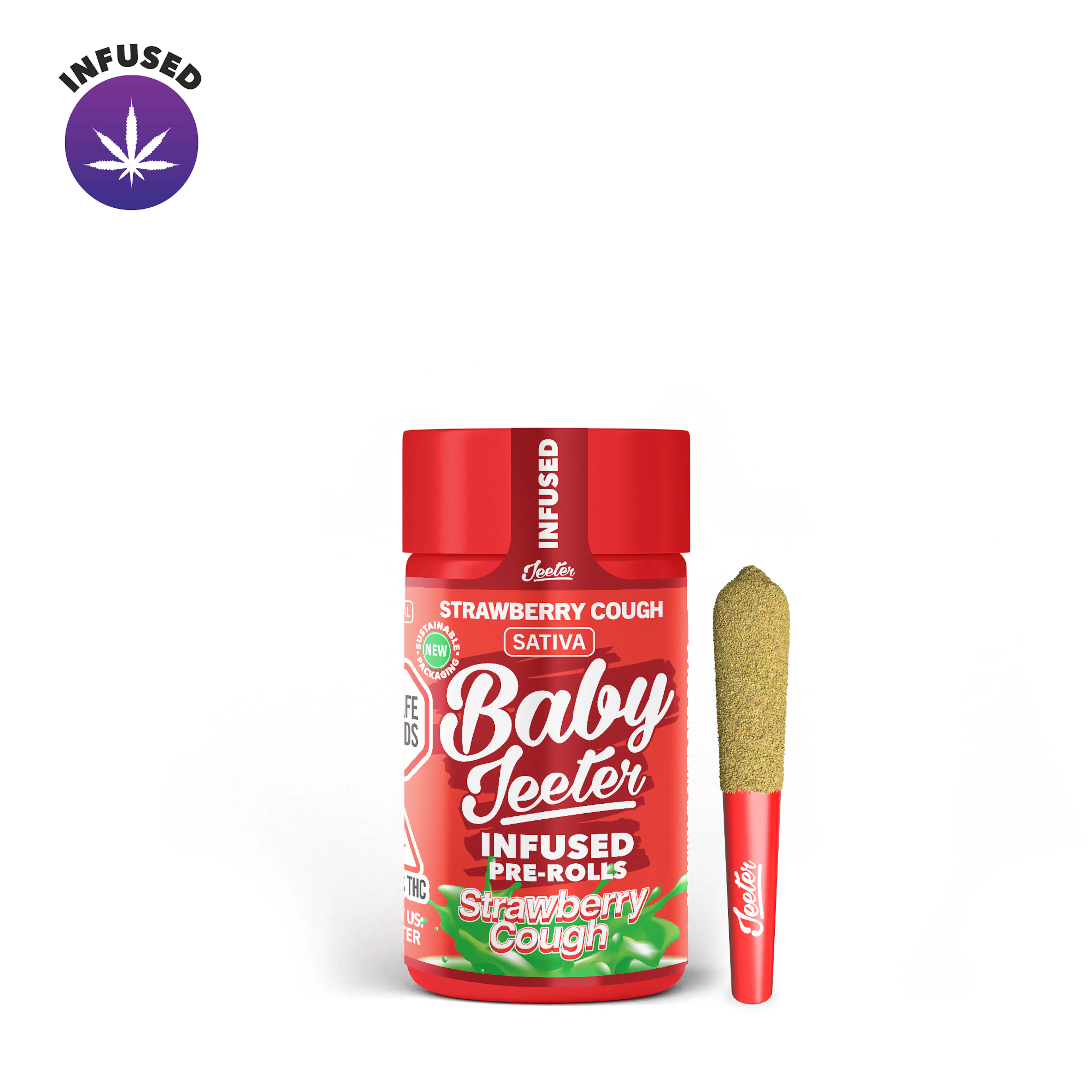 Strawberry Cough (S) | Baby Jeeter | 2.5g 5pk Infused Pre-Rolls