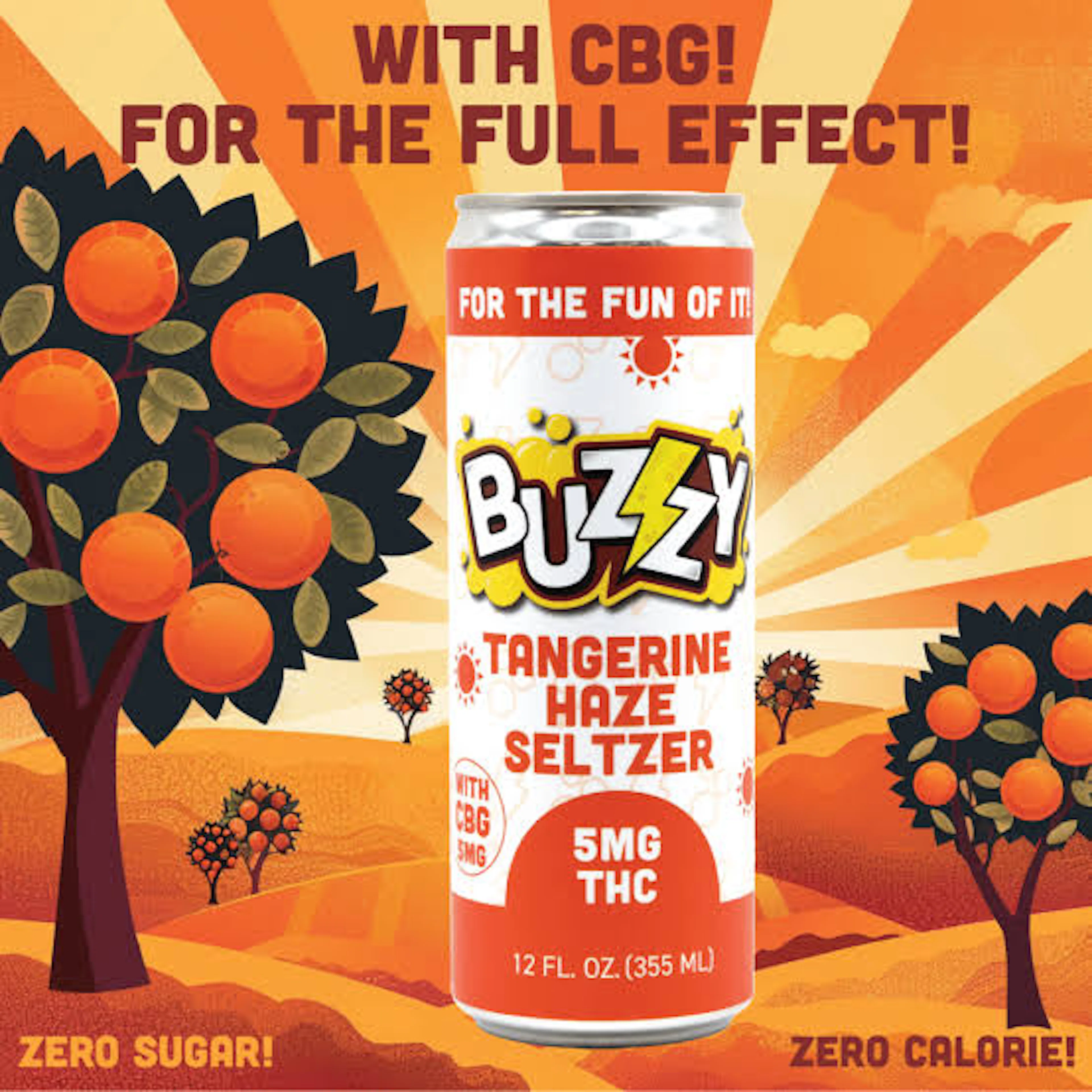 Tangerine Haze Seltzer | Buzzy | 1:1 THC:CBG 5mg