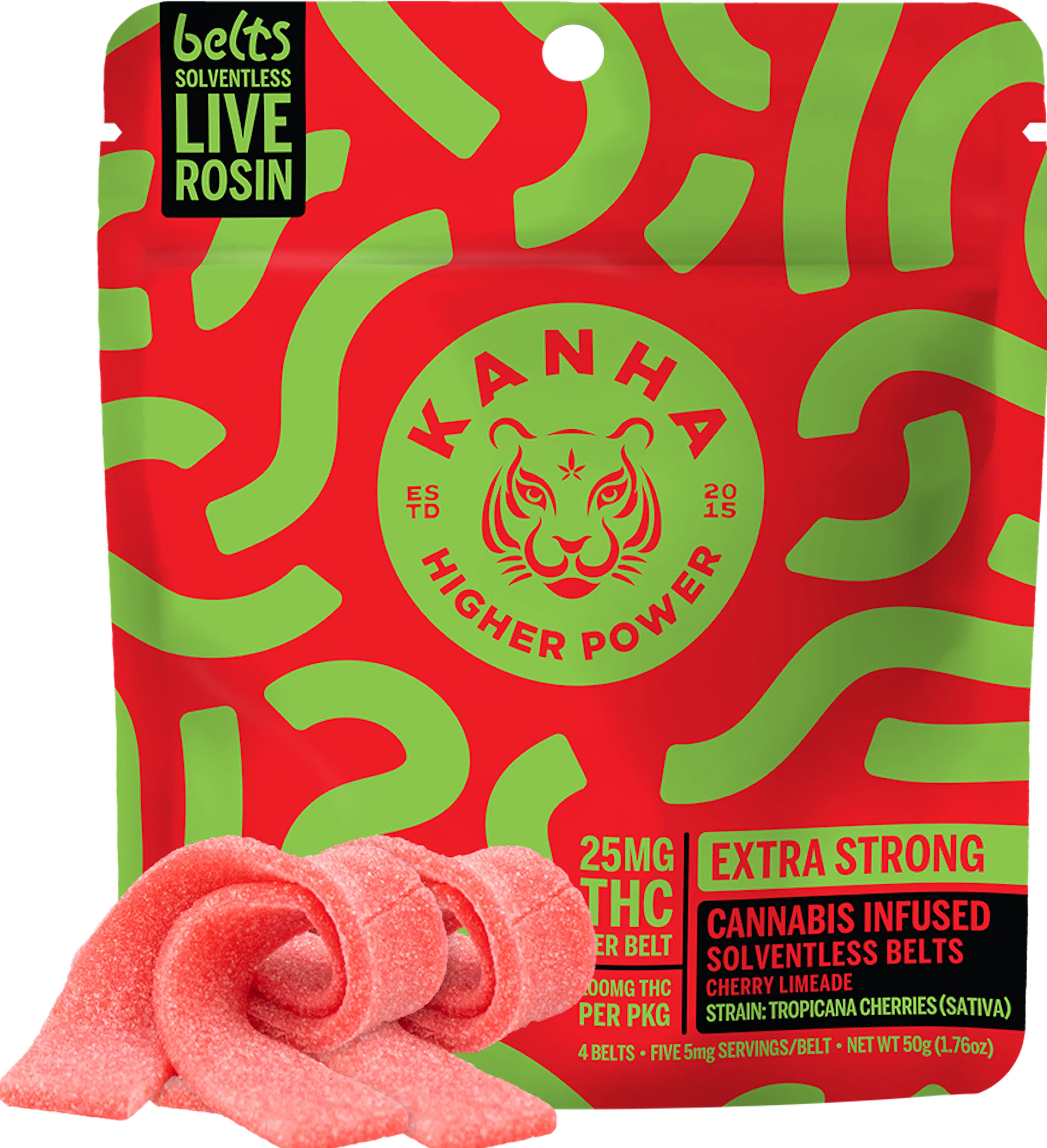 Cherry Limeade Belts (S) | Kanha | 100mg 20pk Rosin Infused Gummies