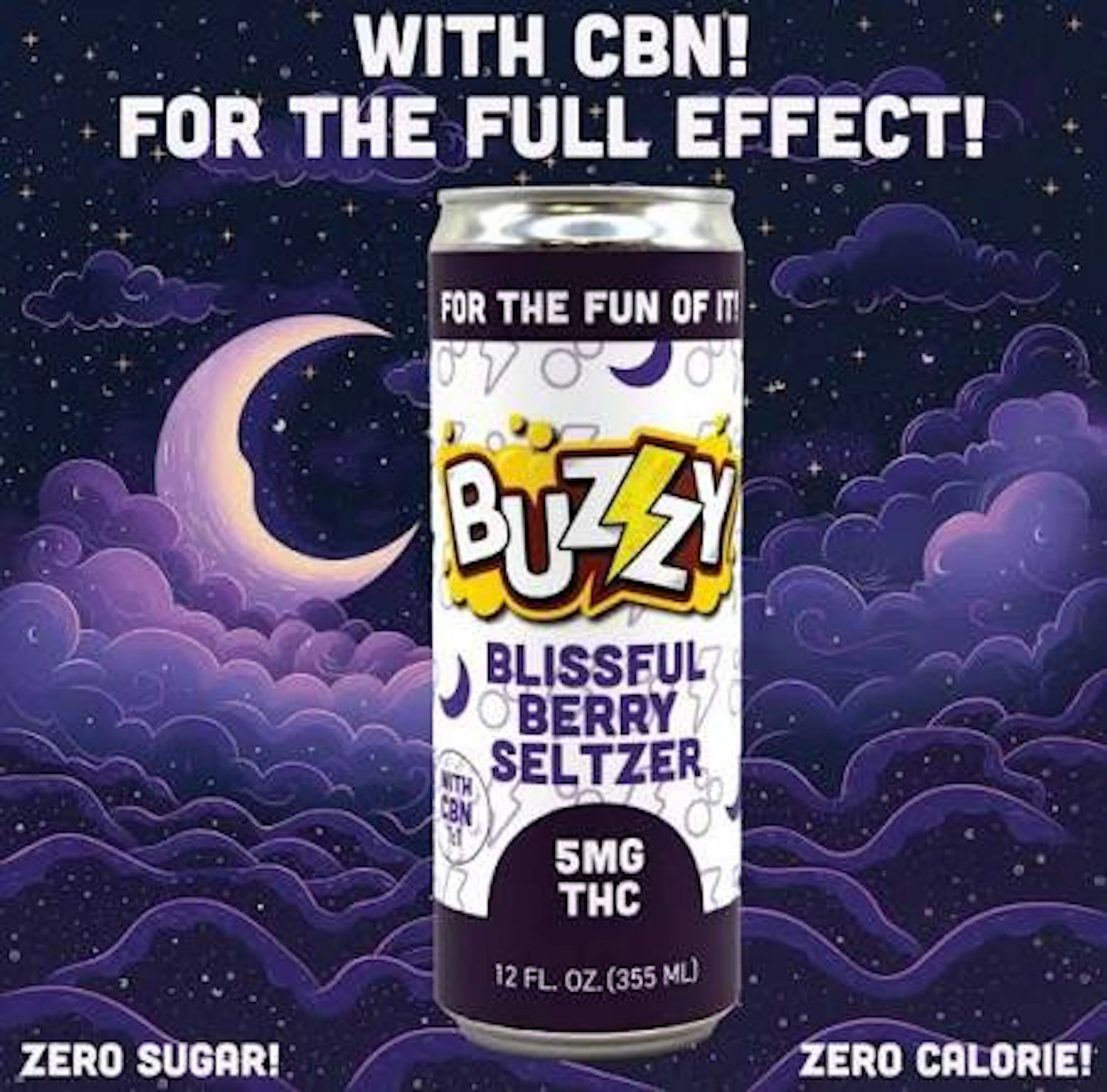 Blissful Berry Seltzer | Buzzy | 1:1 THC:CBN 5mg