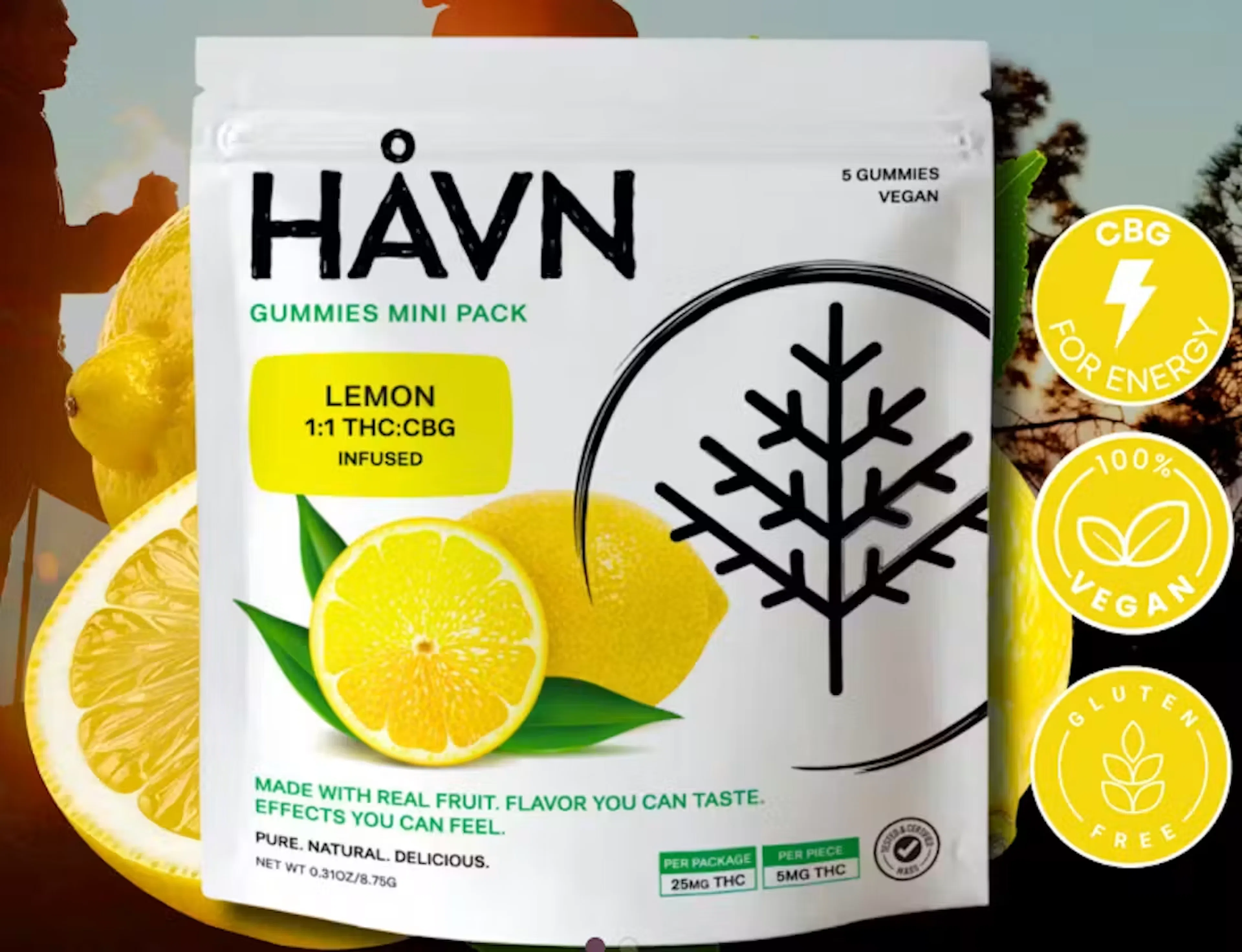 Lemon 1:1 THC:CBG | HAVN | 25mg 5pk Gummies