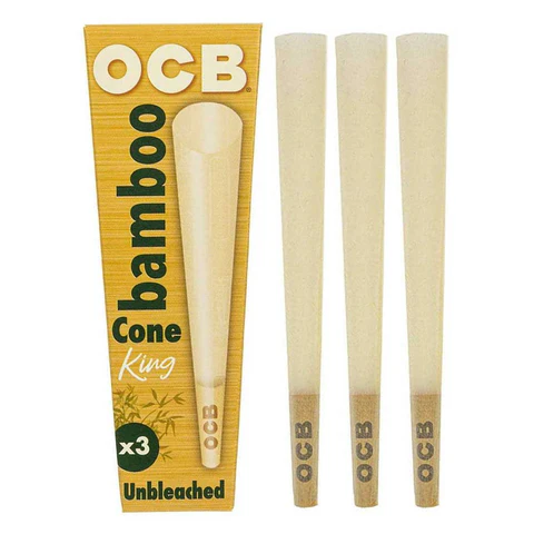 OCB Bamboo Unbleached King-sized Cones - 3PK