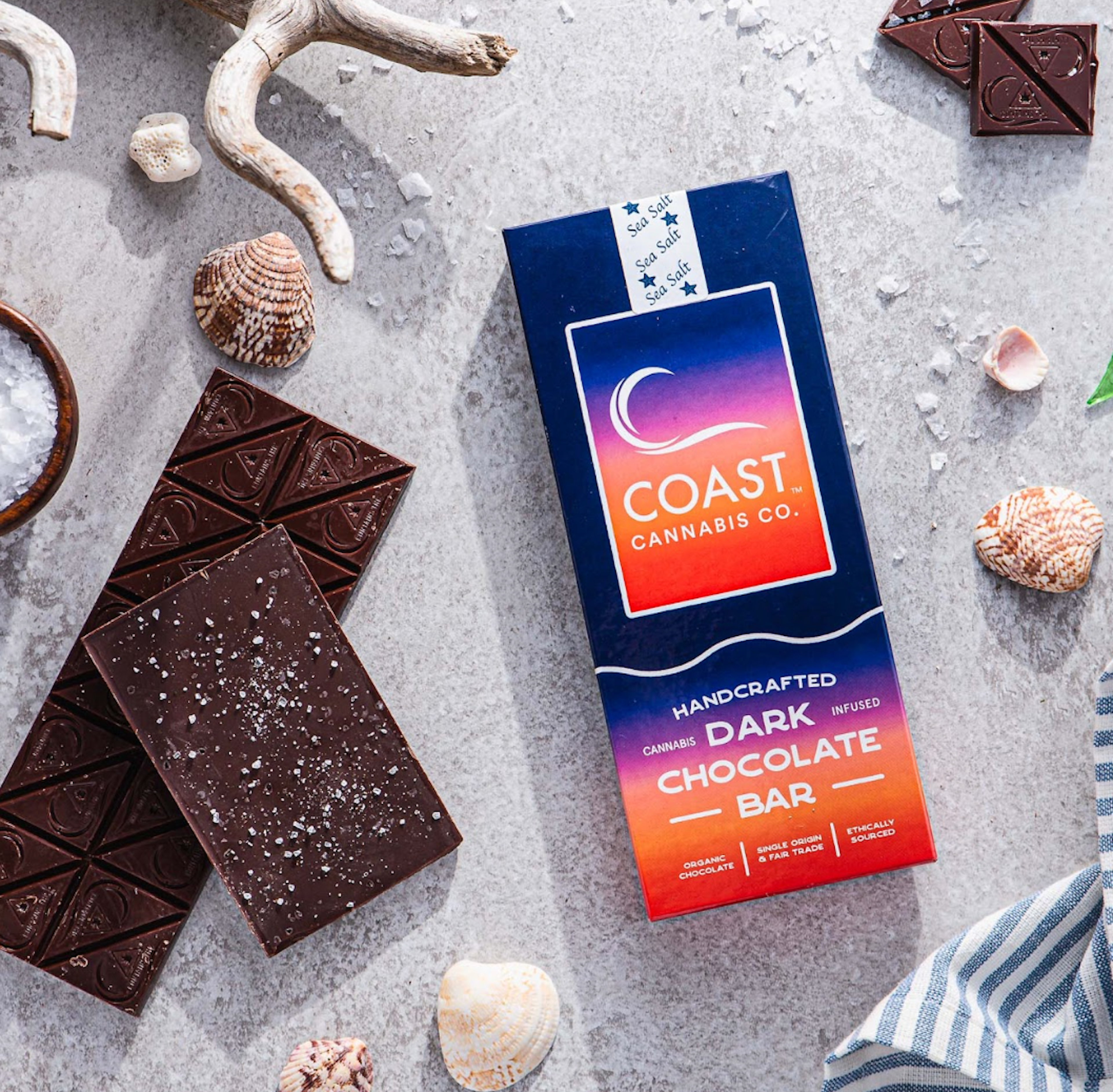 Dark Chocolate Sea Salt (H) | Coast | 100mg Bar - 103.2mg