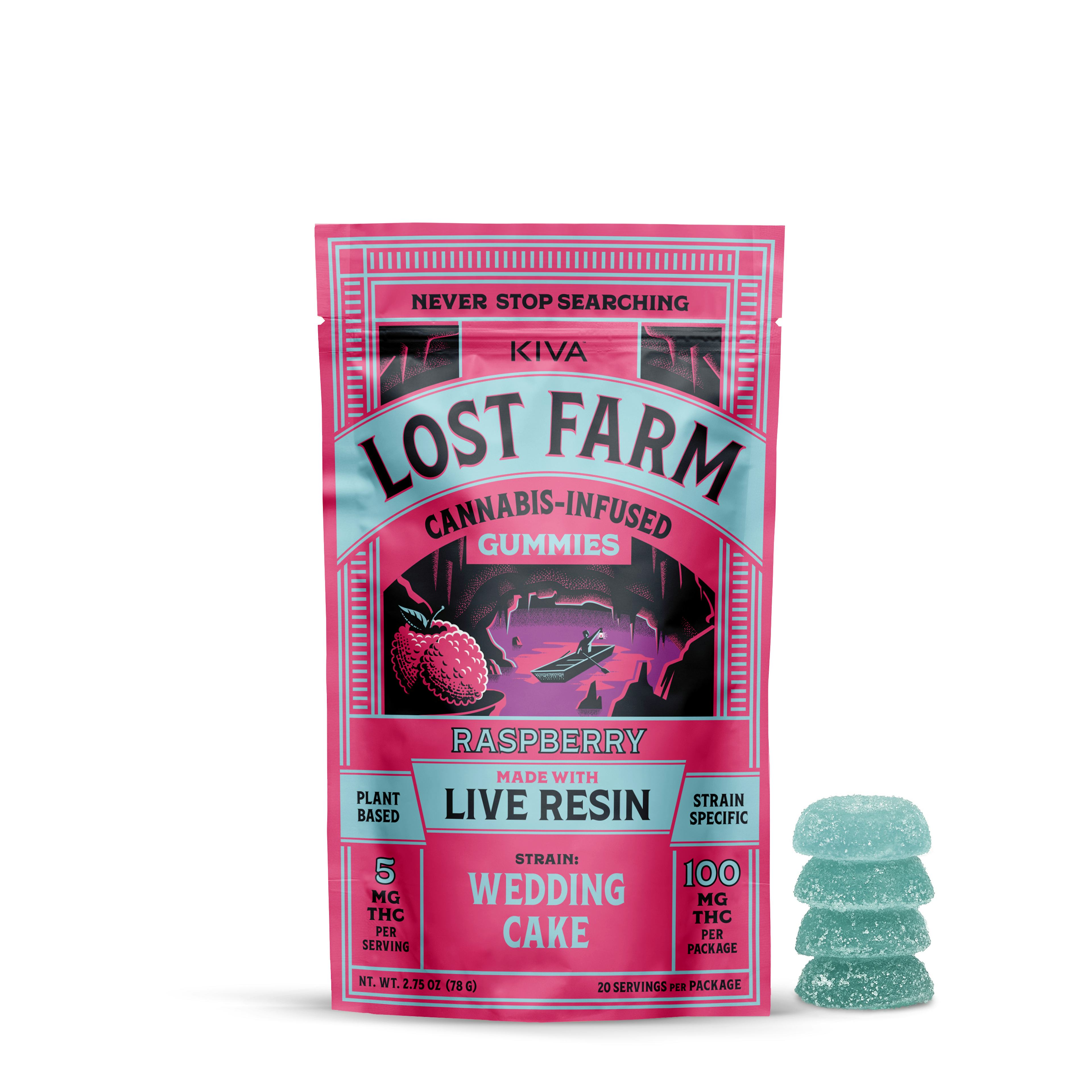 Lost Farm Wedding Cake x Raspberry Gummies | KIVA | 5mg 20pk Gummies - 98.2mg