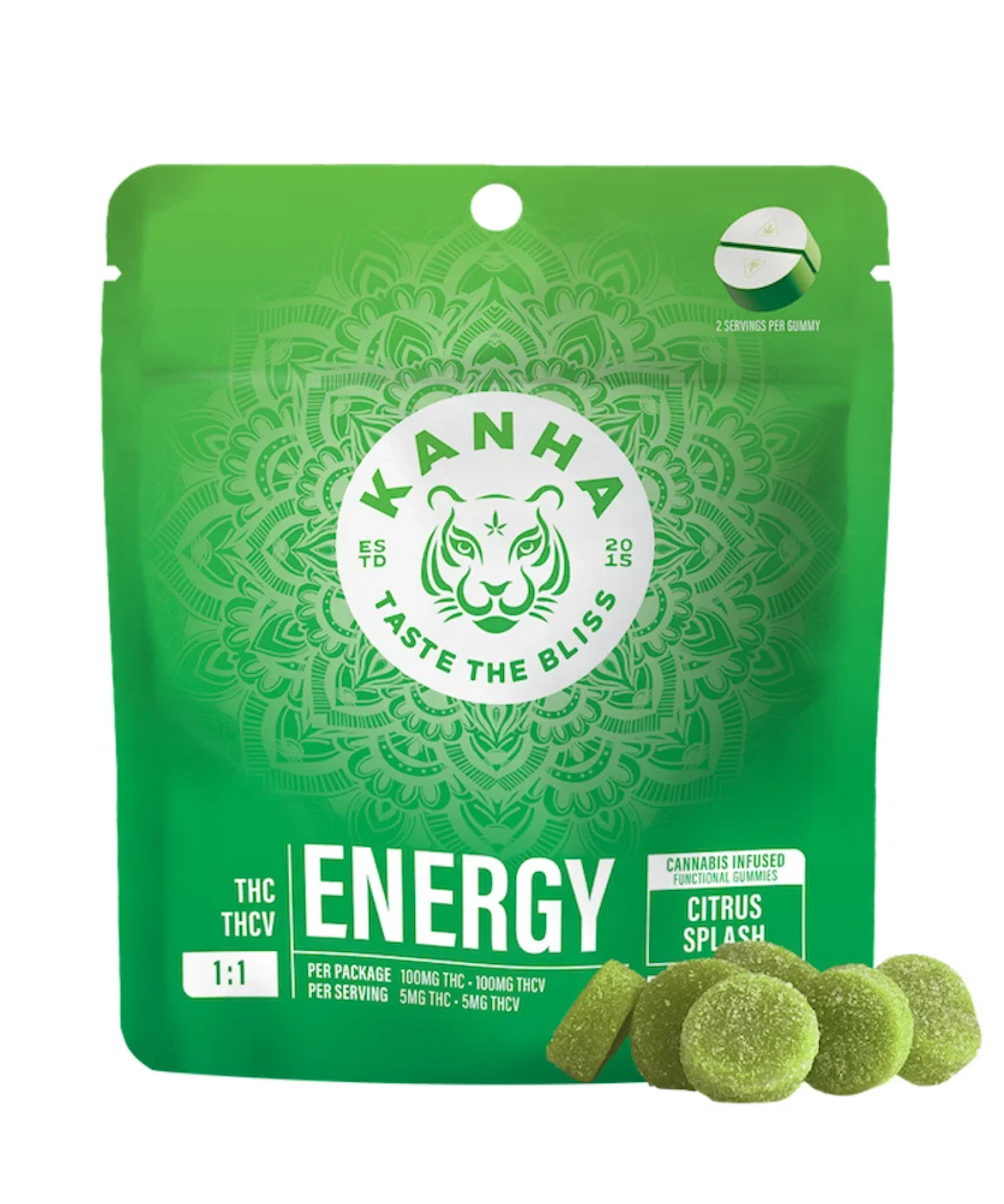 Citrus Splash 1:1 Energy | Kanha | THC:THCV Gummies 100mg