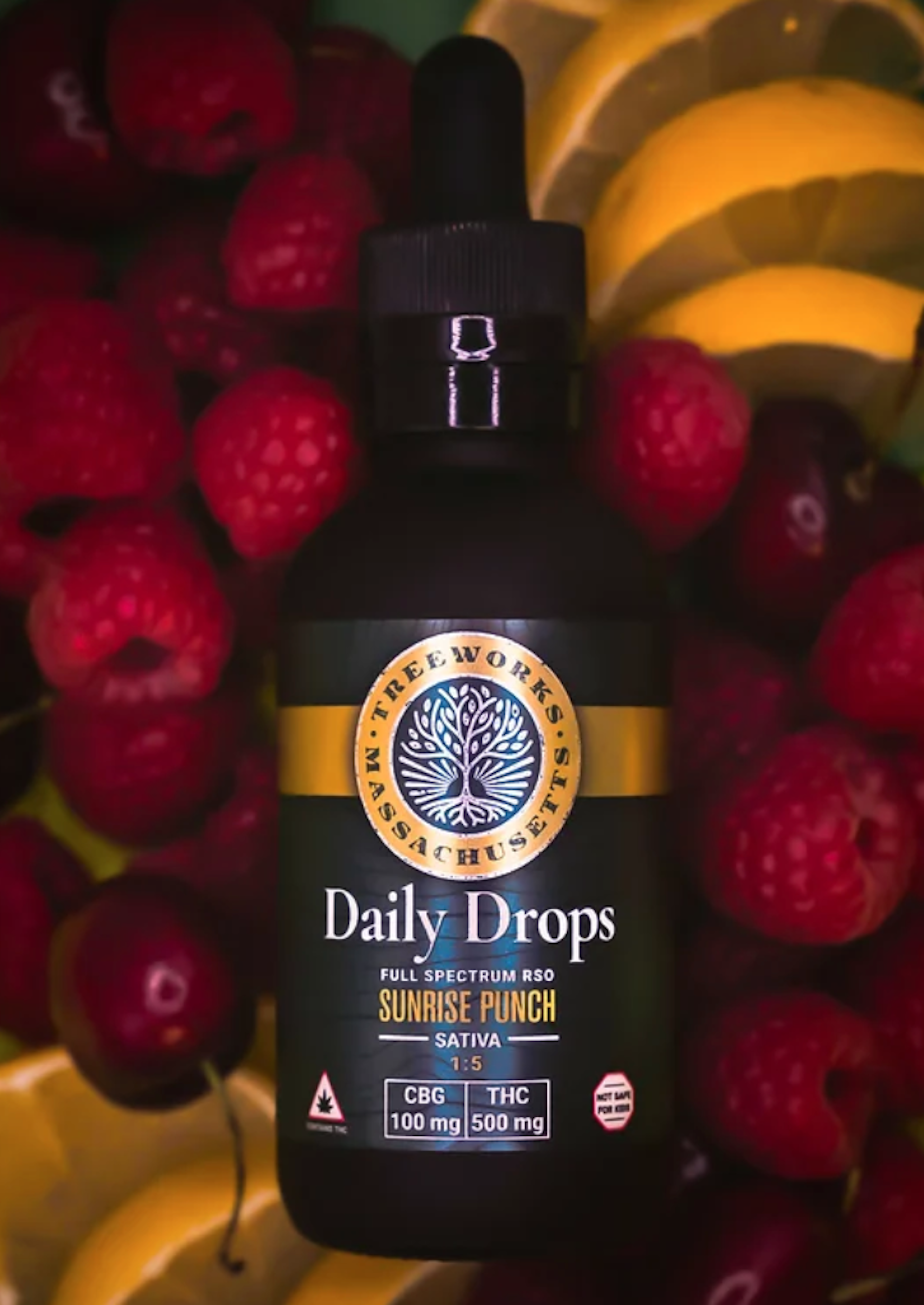 Daily Drops Full Spectrum RSO Sunrise Punch 1:5 (S) | Treeworks| 50 mL Tincture