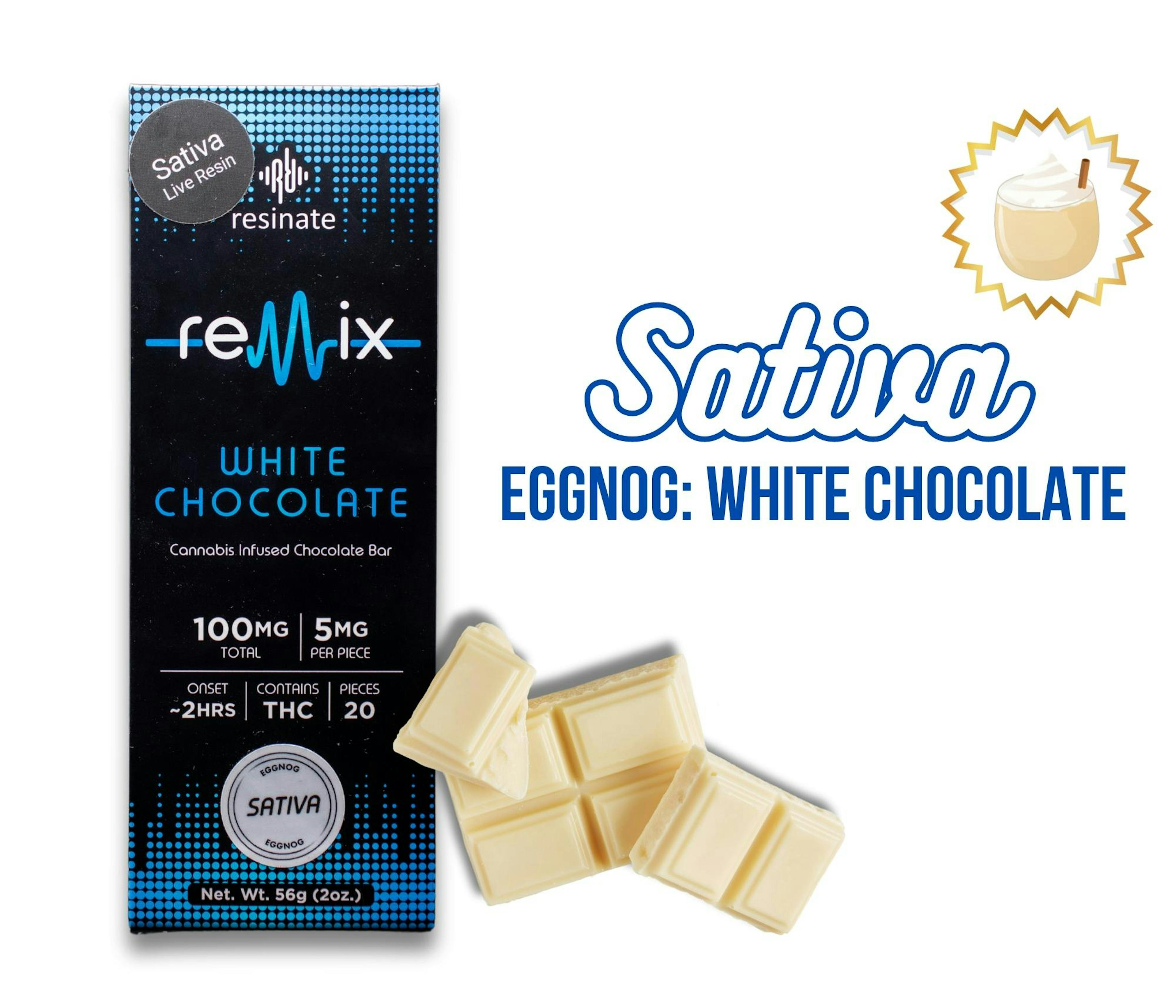 Live Resin Eggnog White Chocolate Bar (S) | Remix | 100mg