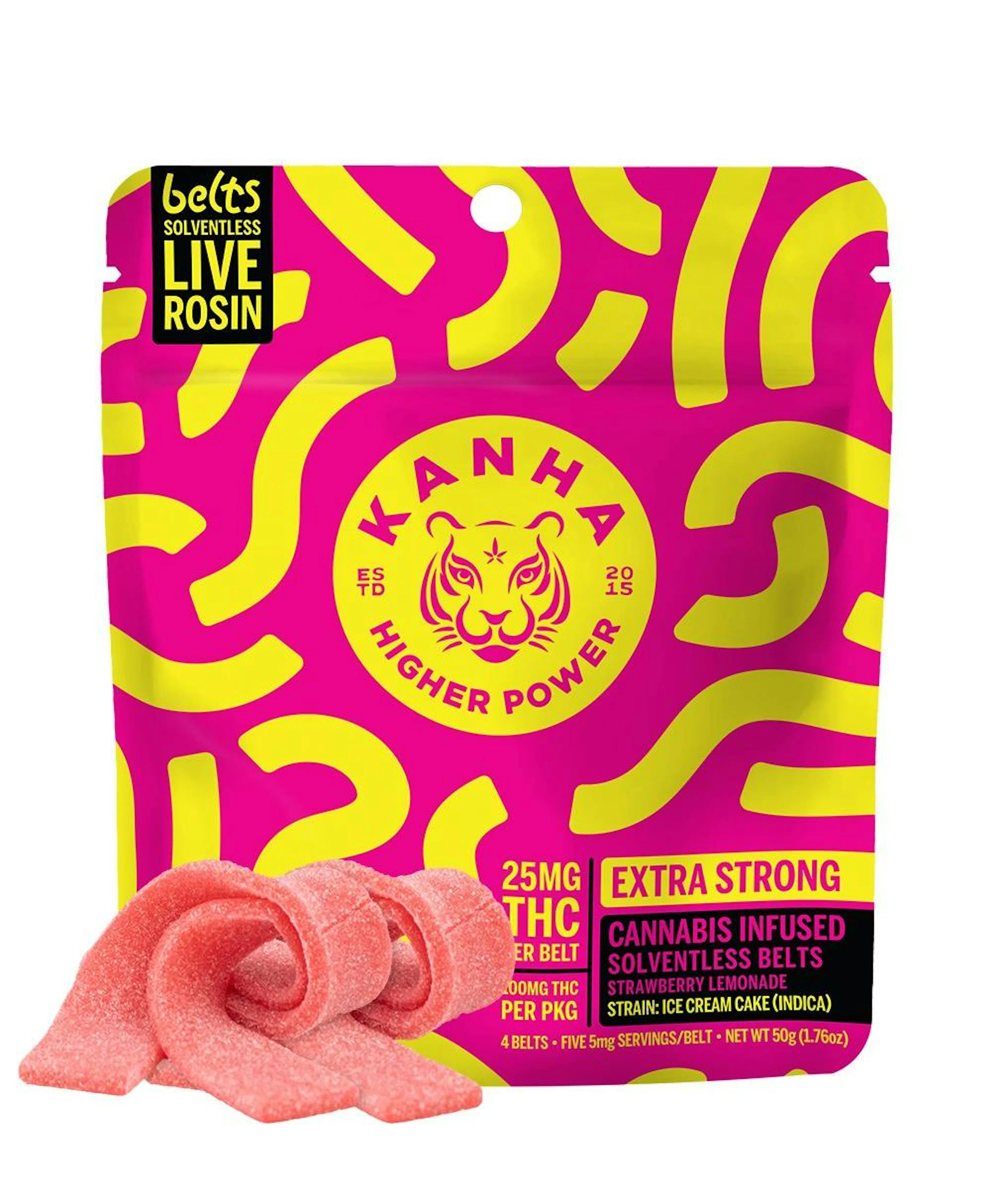 Strawberry Lemonade Belts (I) | Kanha |  100mg 20pk Rosin Infused Gummies