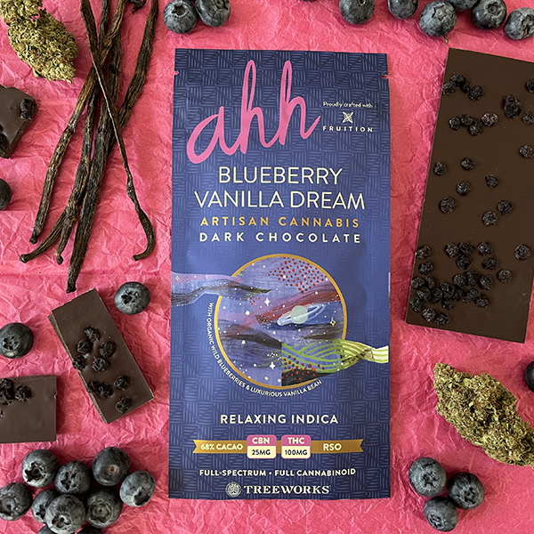 Blueberry Vanilla Dream Dark Chocolate 1:4 CBN:THC (I) | Ahh Moments | 25 mg CBN: 100 mg THC
