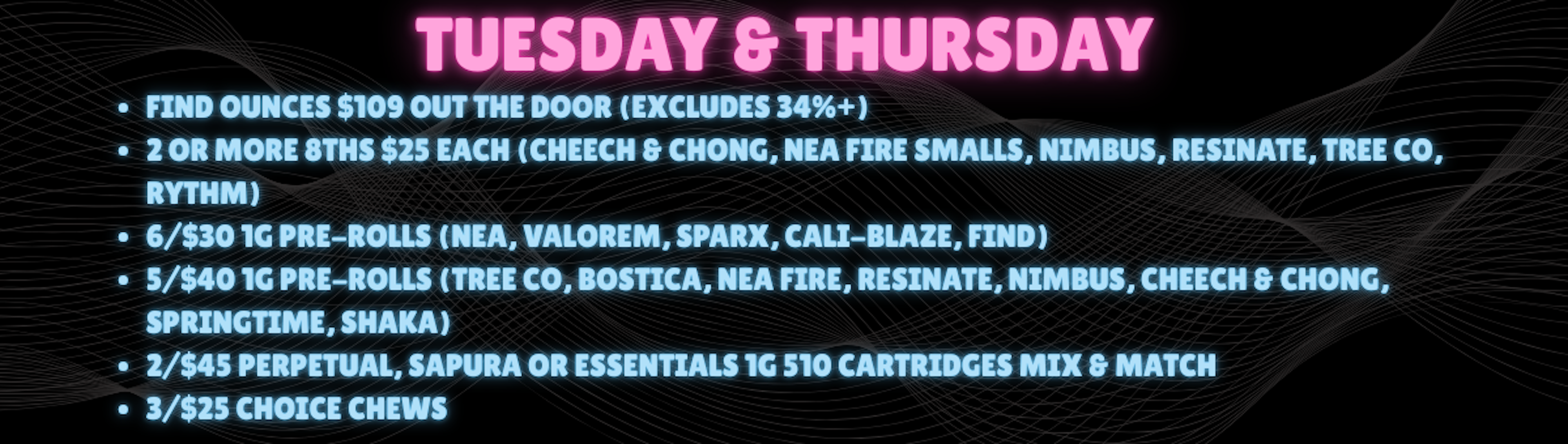 TUESDAY & THURSDAY DEALS