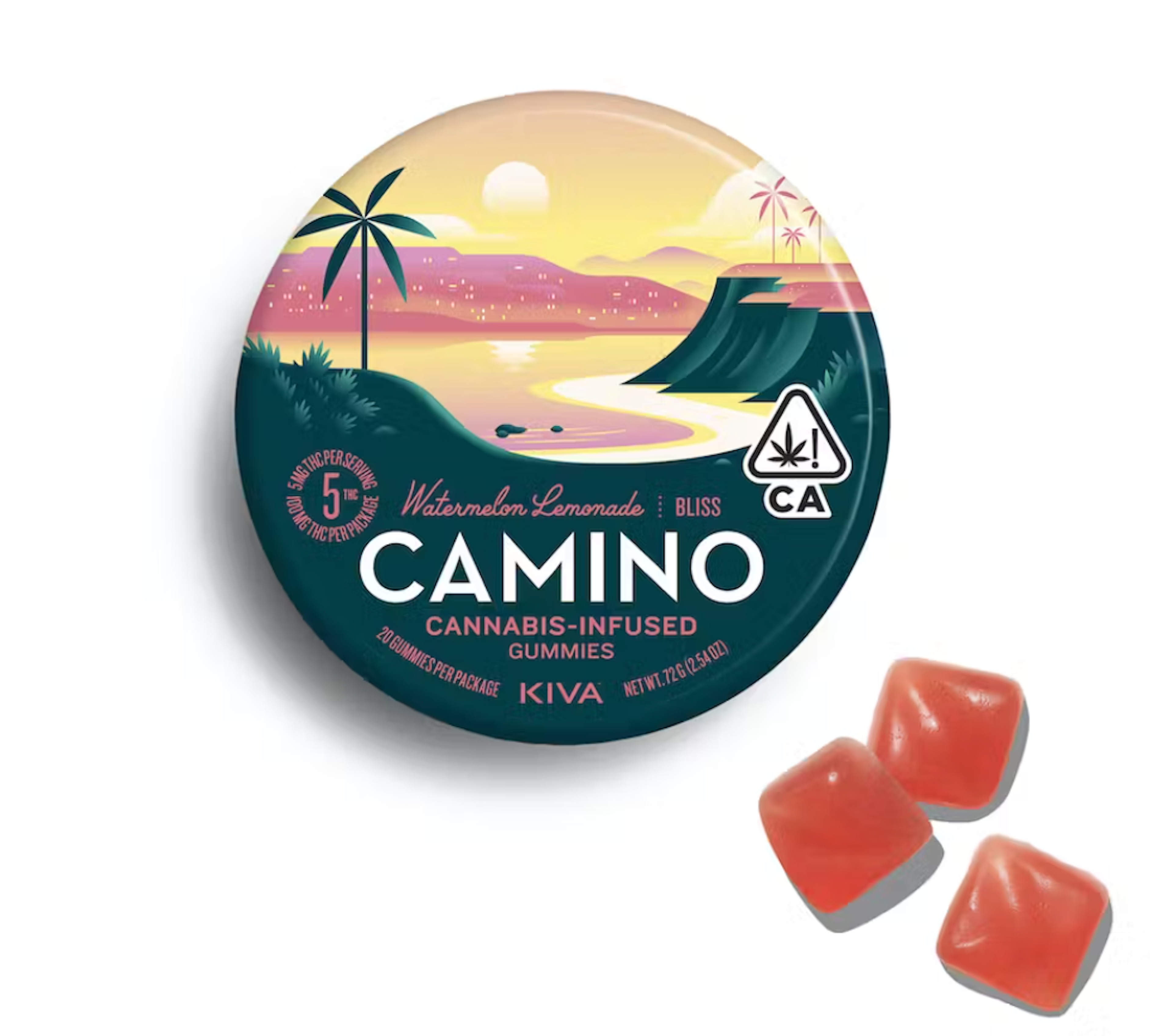 Camino Watermelon Lemonade Gummies (H) | KIVA | 5mg 20pk Gummies - 100mg