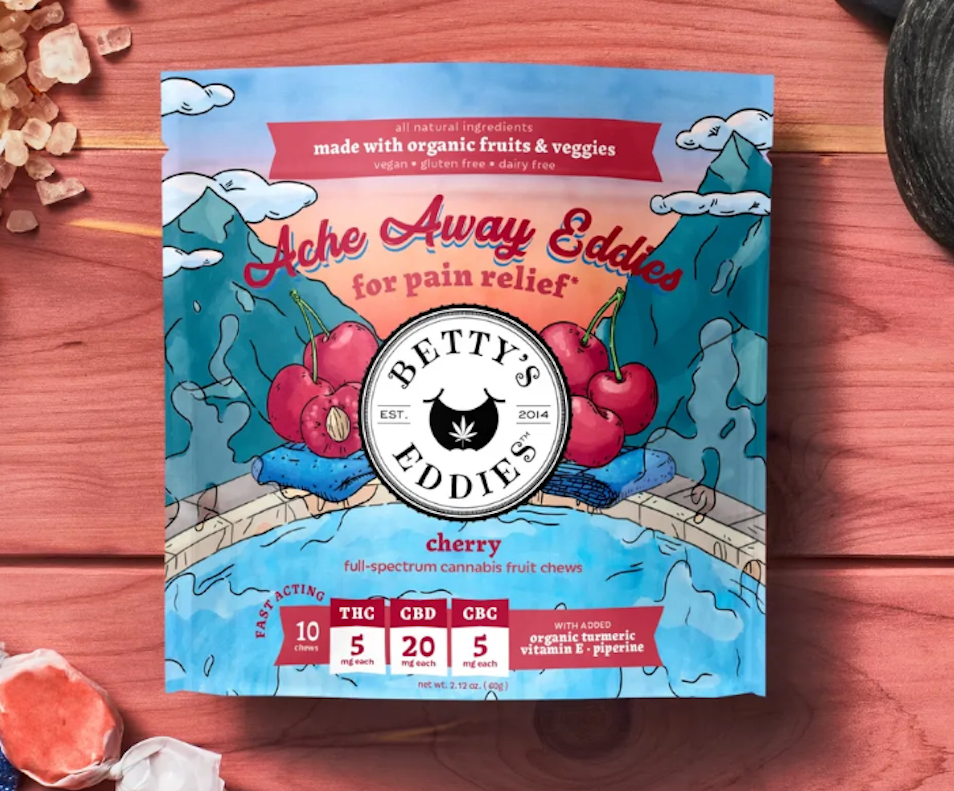 Cherry Chews | Betty's Eddies | 5mg 10pk Chews - 100mg image (1/2)