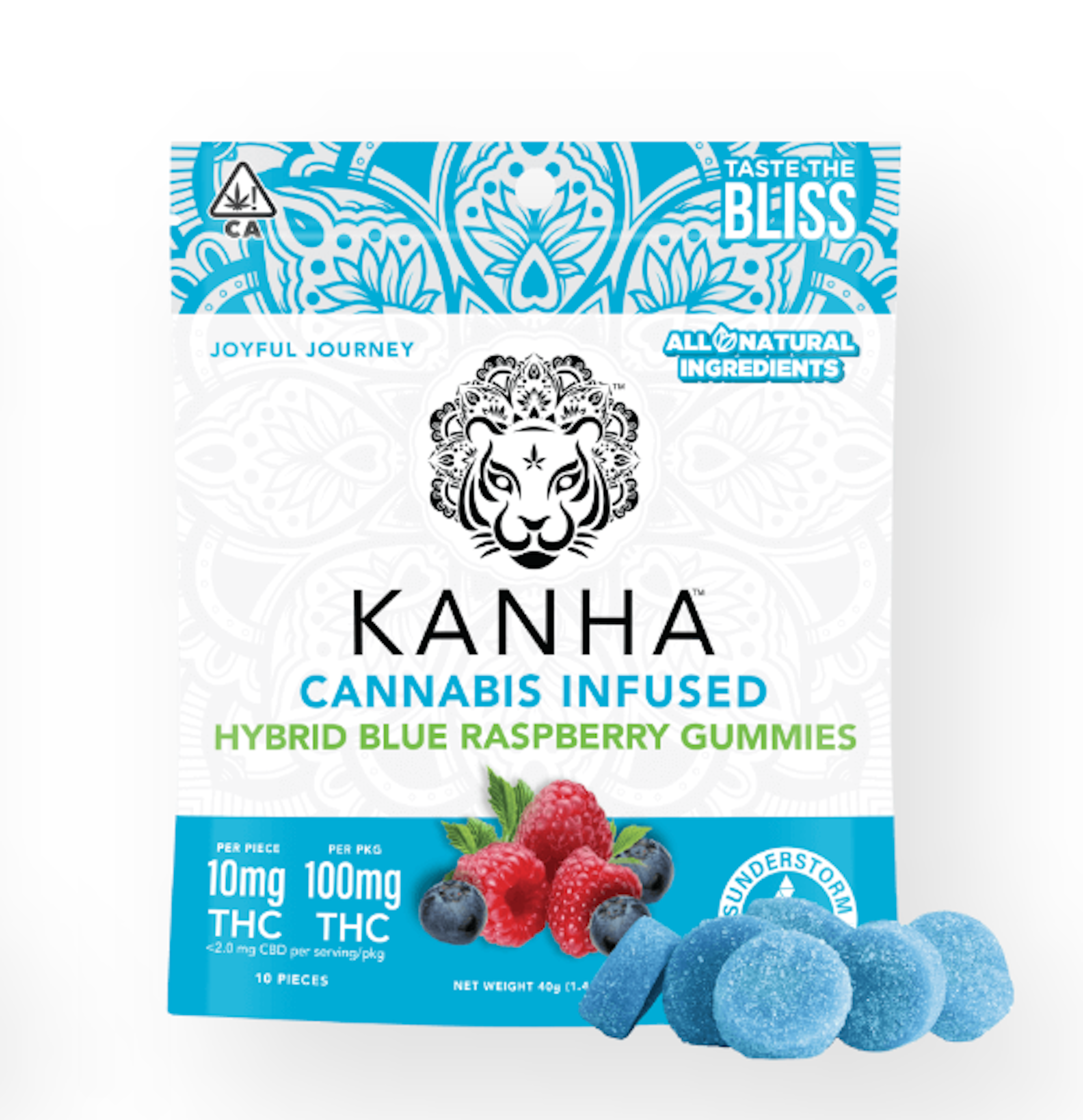 Blue Raspberry (H) | Kanha | 100mg 10 pk Gummies - 100mg