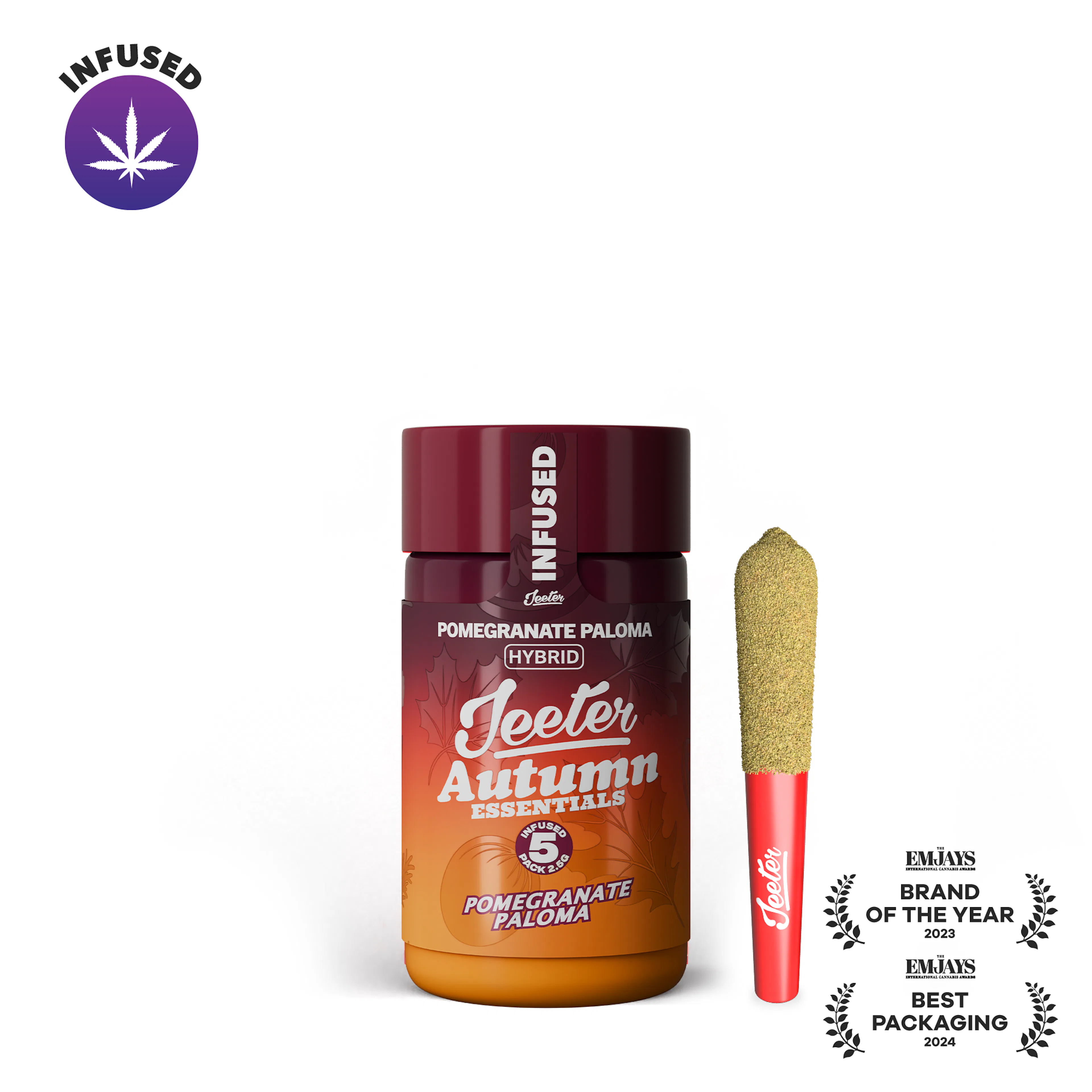*Autumn Essentials* Pomegranate Paloma (H) | Baby Jeeter | 2.5g 5pk Infused Pre-Rolls