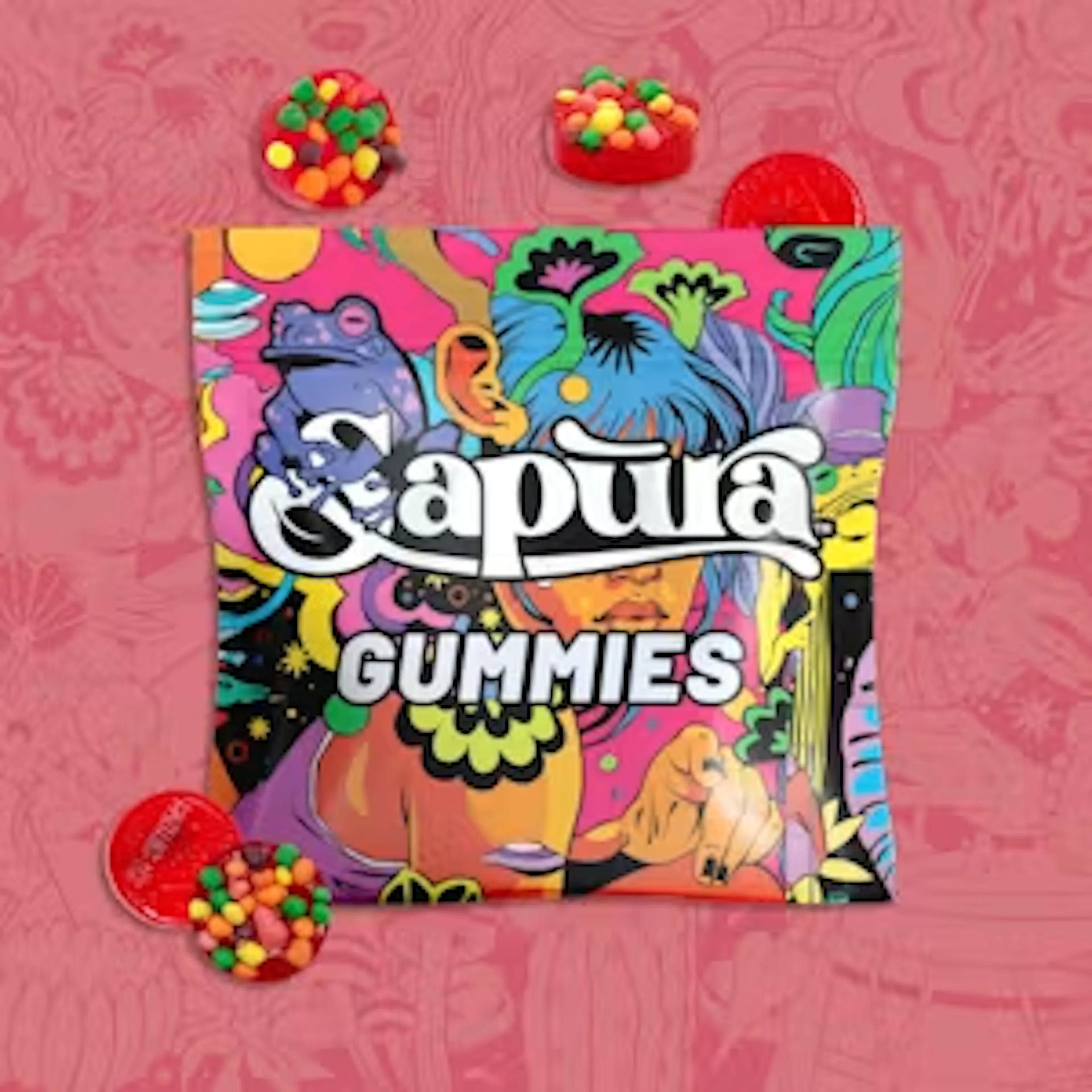 Raspberry (S) | Sapura Crunch Gummies | 100mg 20pk Gummies