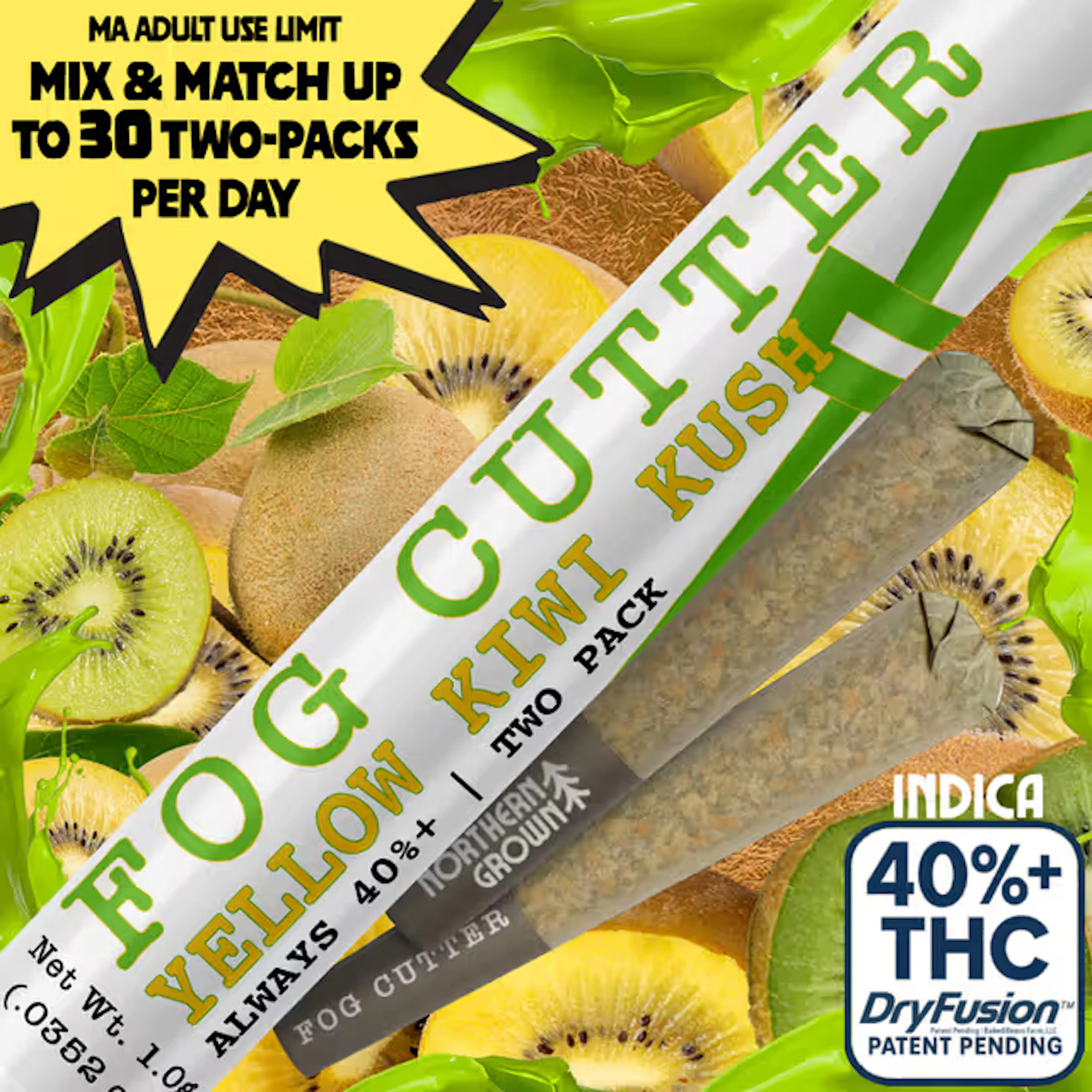 Yellow Kiwi Kush (I) | Fog Cutter | 0.5g 2pk Infused Pre-Rolls