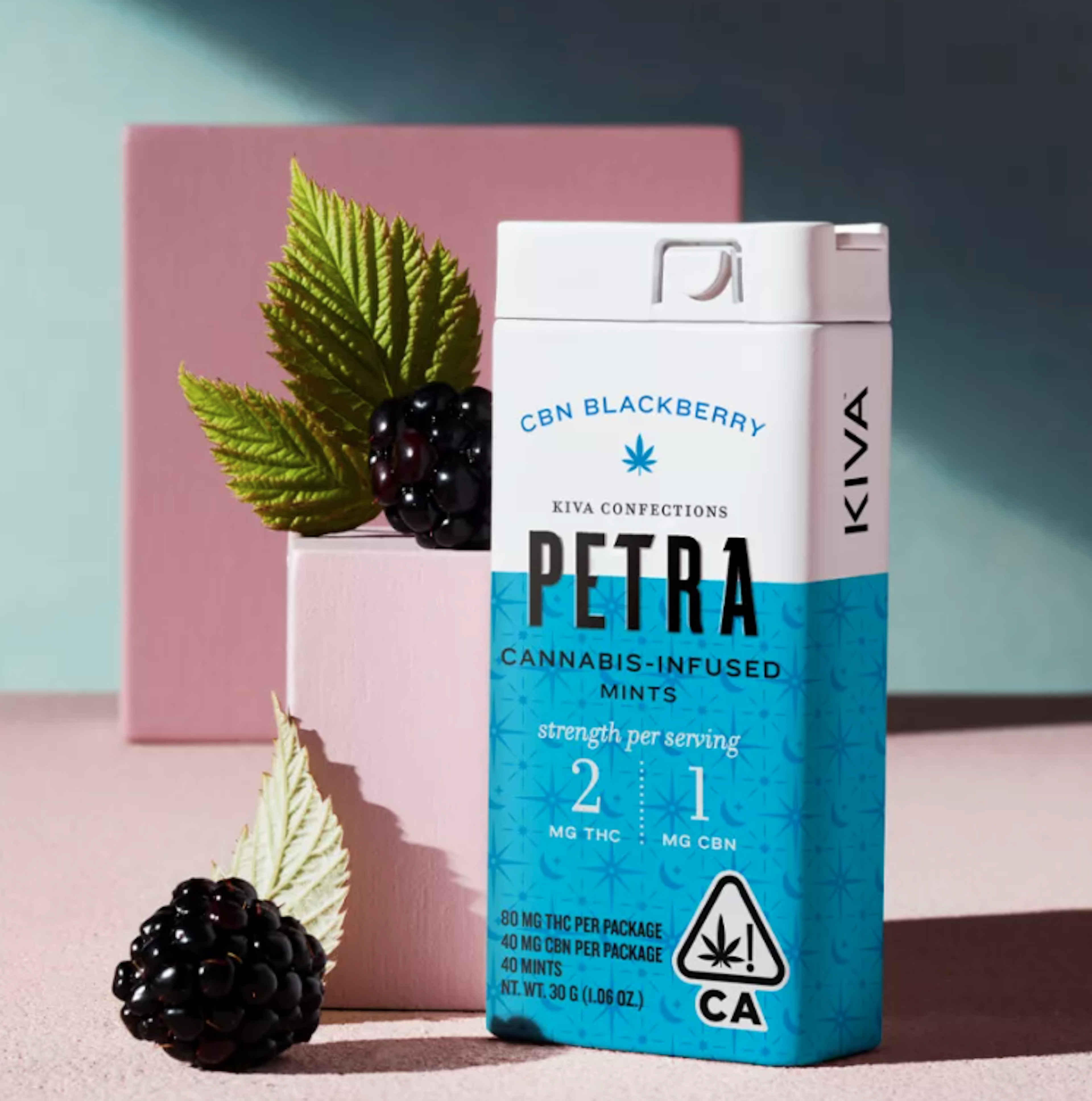 Petra Blackberry (2.5:1 THC:CBN) | Kiva | 2.5mg 40pk Mints - 98.79mg
