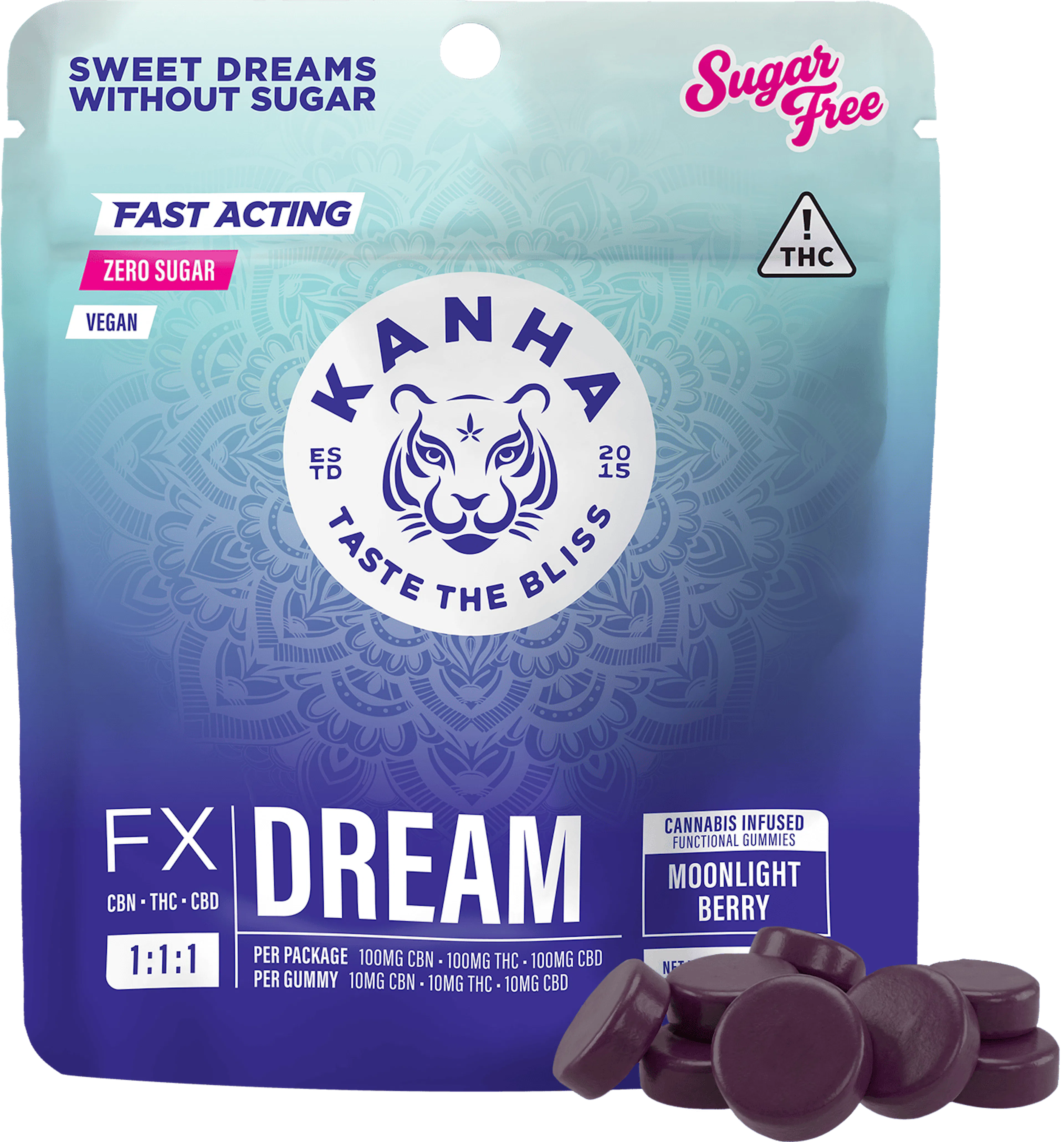 Moonlight Berry  (I) | Kanha | 100mg 20pk Sugar-Free Gummies - 100mg