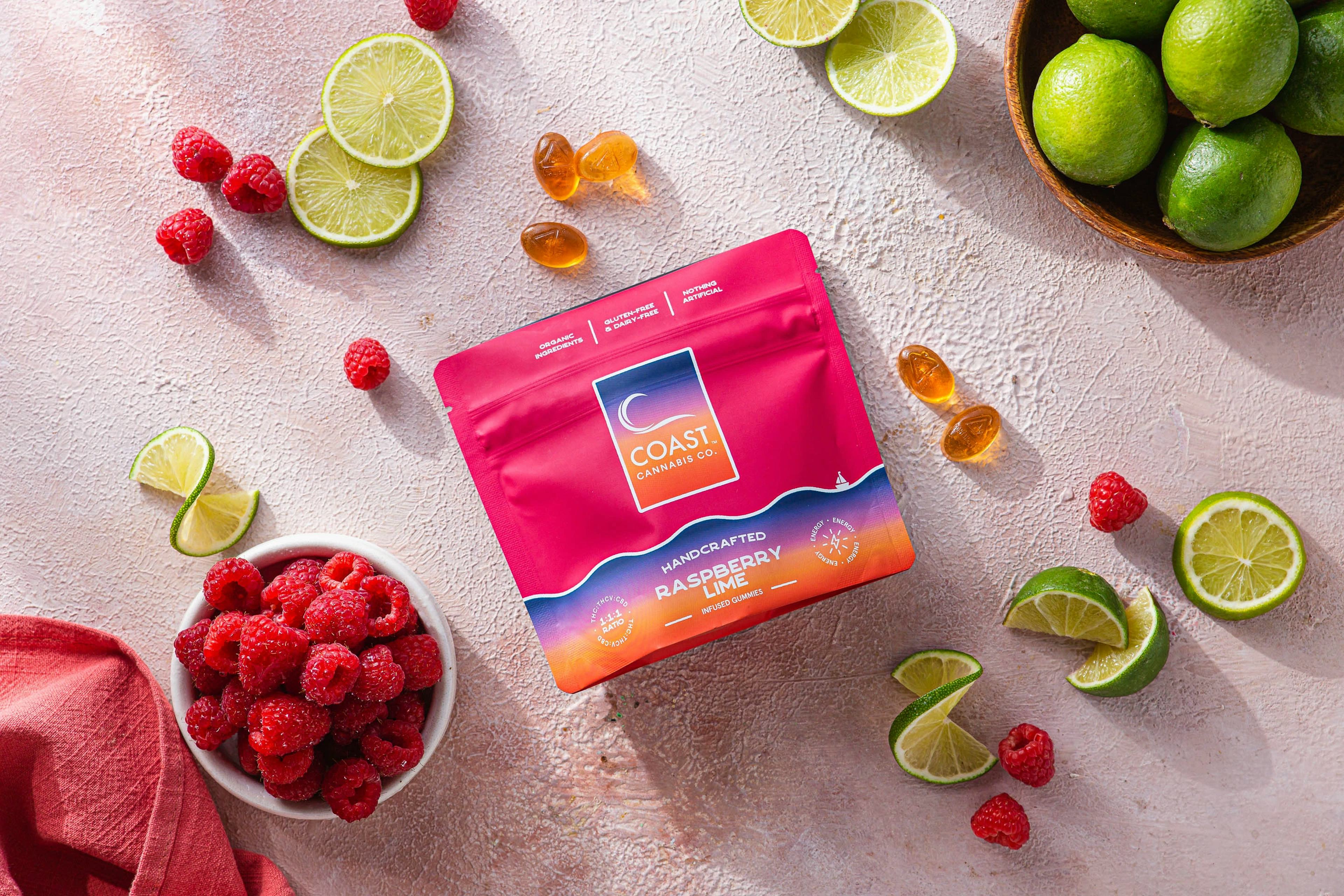 Raspberry Lime Gummies (1:1:1) | Coast | 100mg 20pk Gummies 