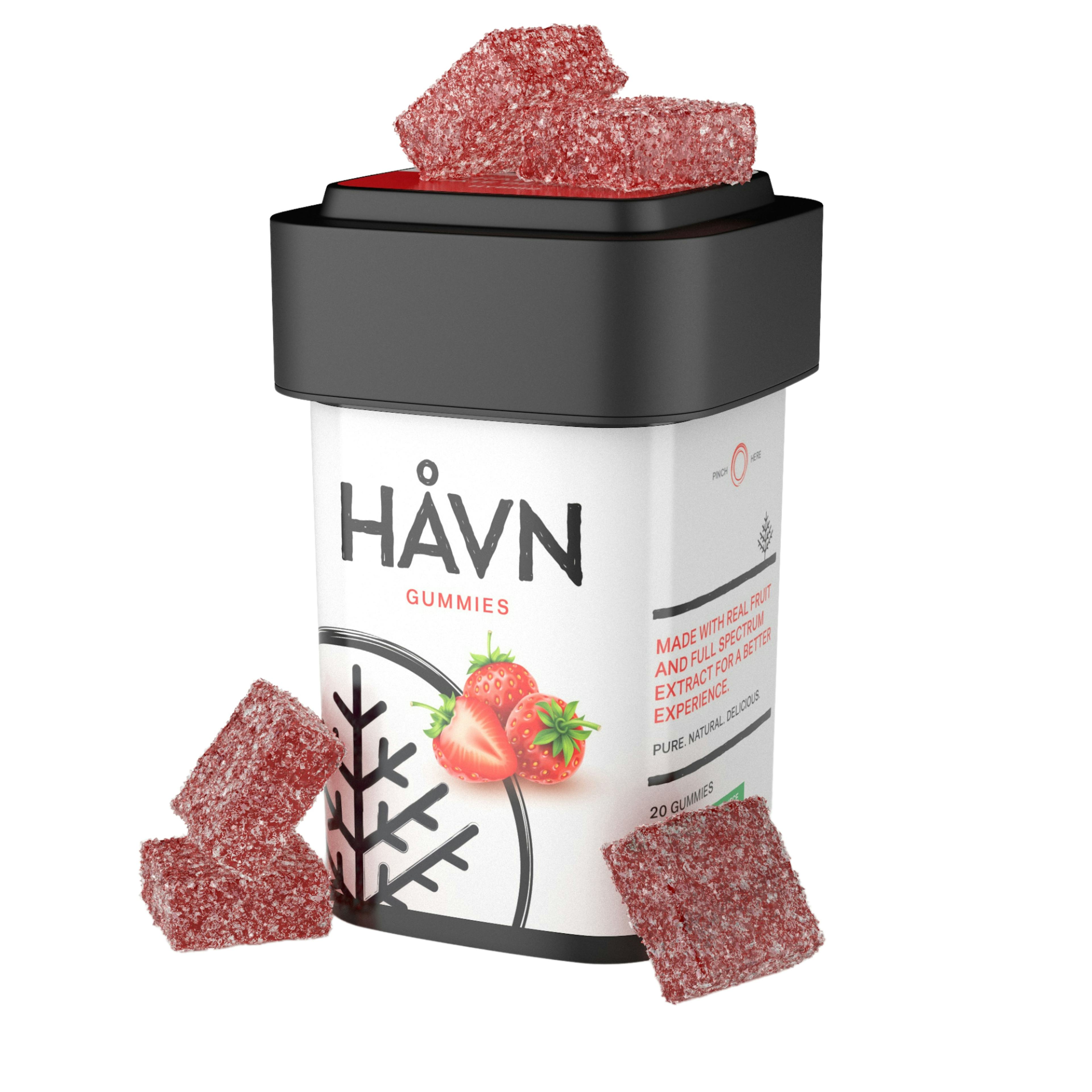 Strawberry 1:1 THC:CBD | HAVN | 100mg 20pk Gummies