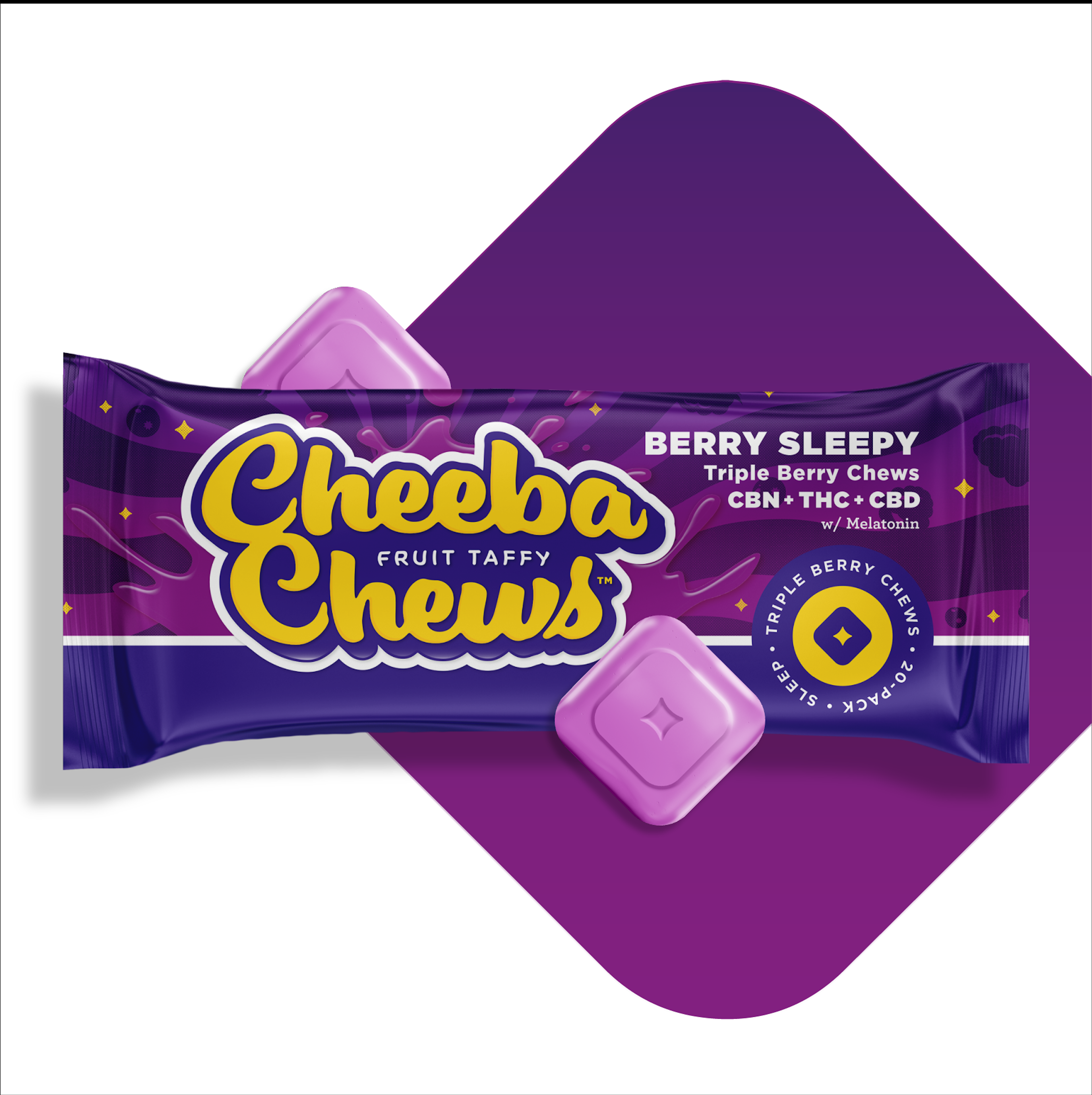 Berry Sleepy Taffy (CBN:THC:CBD) | Cheeba Chews | 100mg Taffy | 20PK