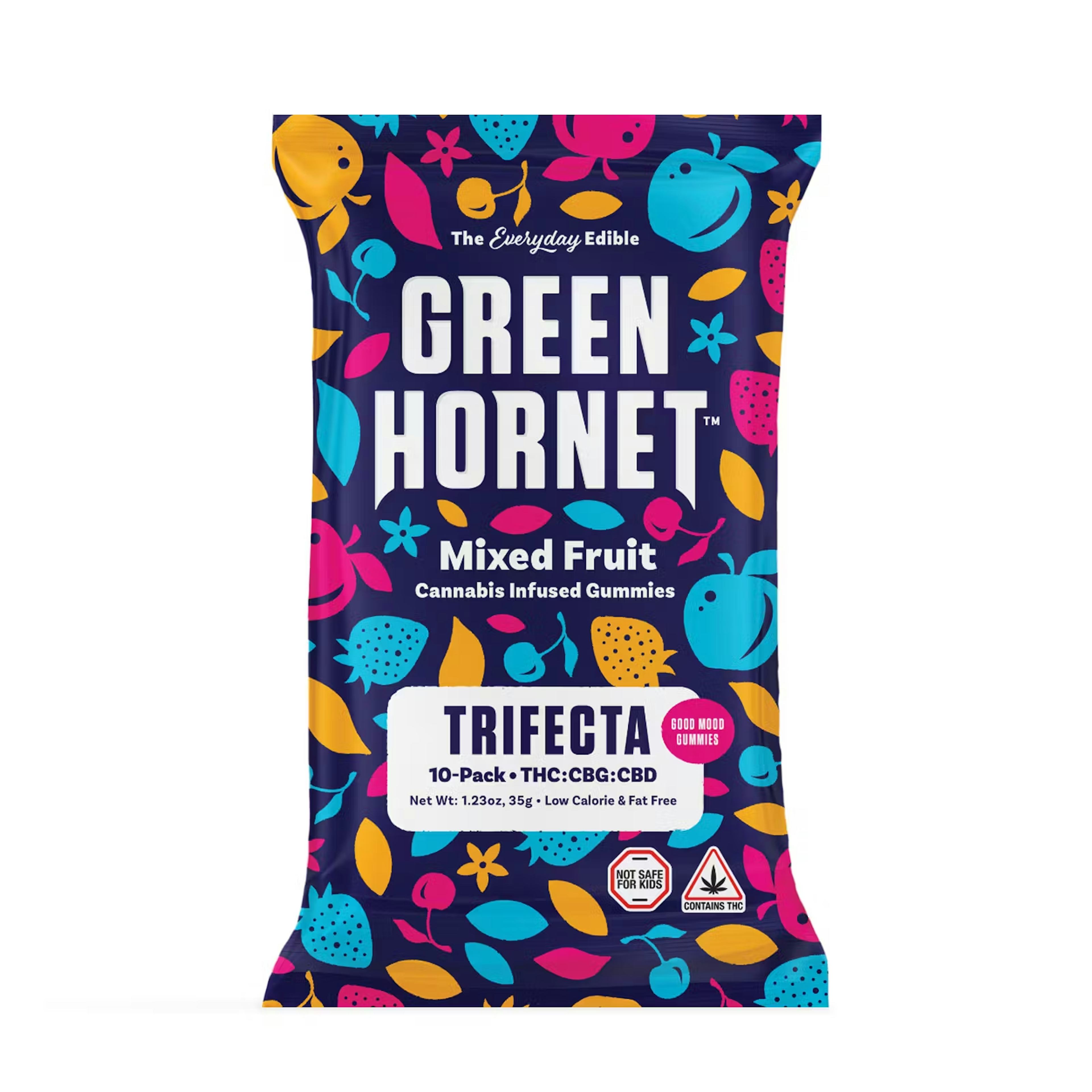 Trifecta Mixed Fruit THC + CBG + CBD | Green Hornet | 100mg 20pk Gummies