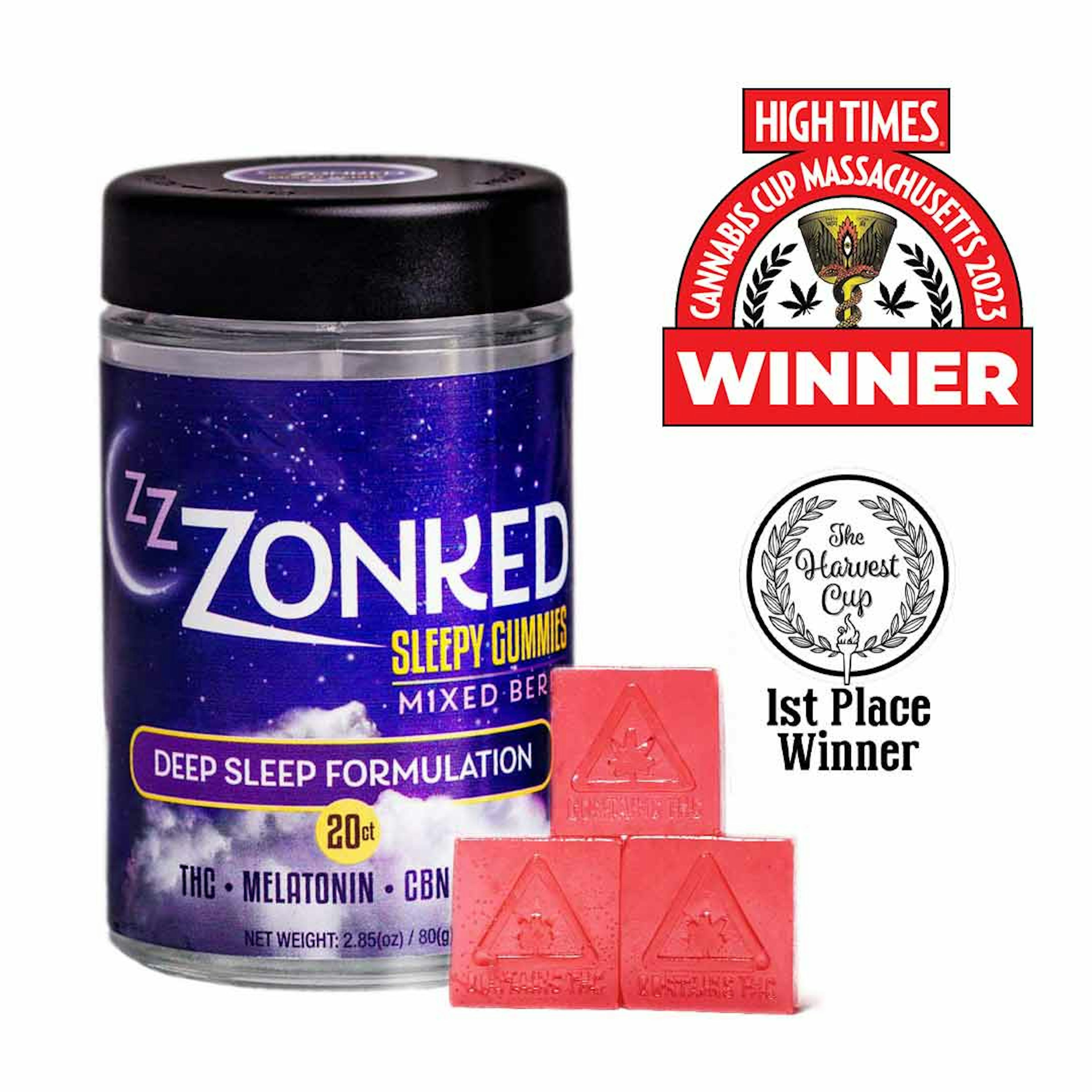 Mixed Berry THC + CBN + CBD | Zzzonked| 100mg 20pk Gummies - 100mg