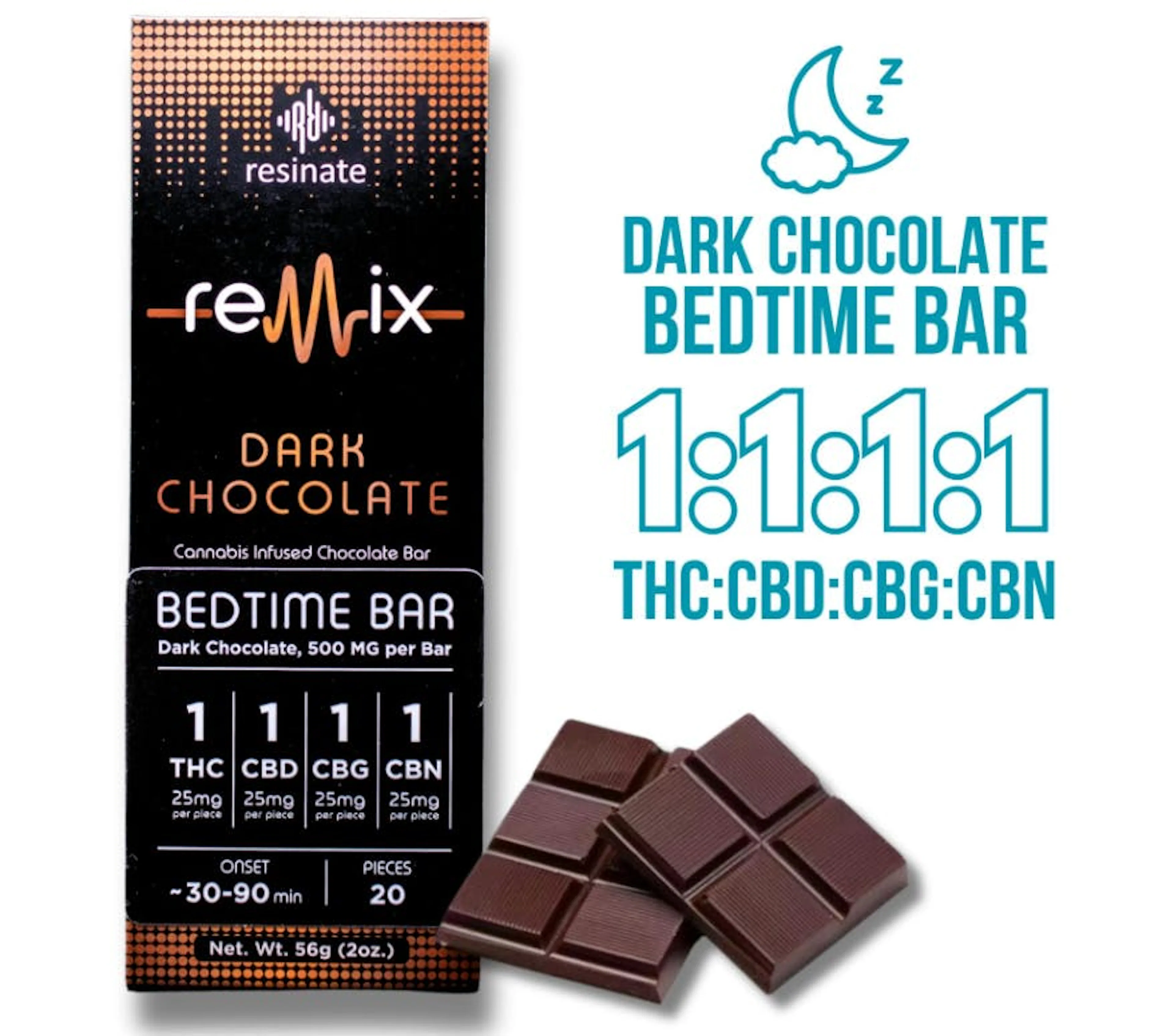 Dark Chocolate Bedtime Bar 1:1:1 | Remix | 100mg