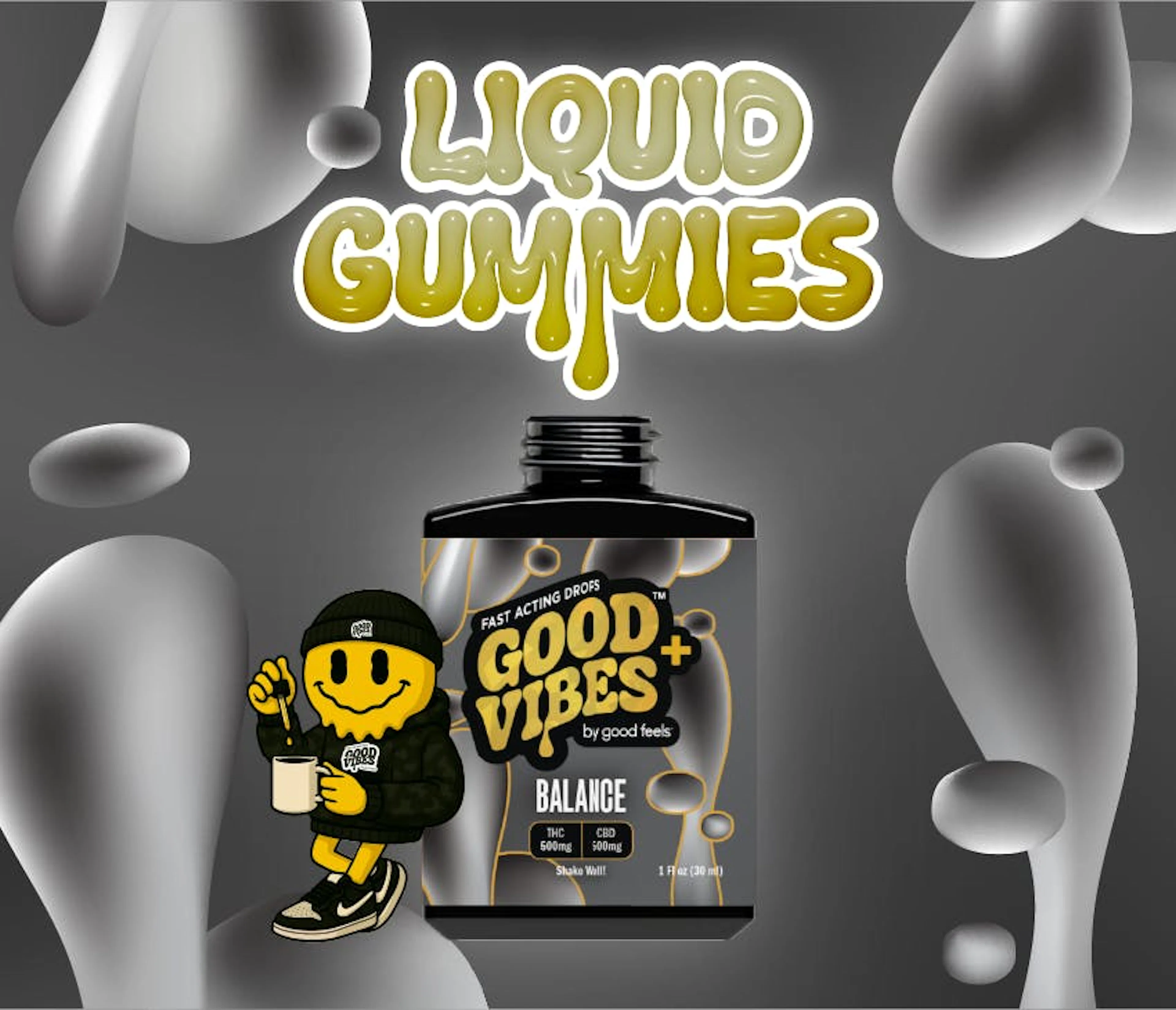 Unflavored | Good Vibes + | 1:1 Balance | 500MG THC:CBD